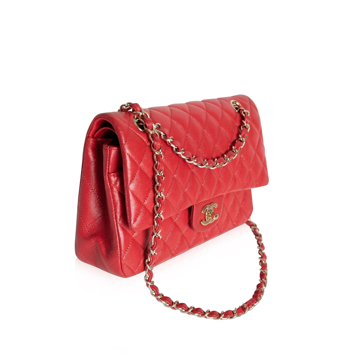 Chanel Caviar Classic Double Flap Red Travel Bag Authenticity Card
