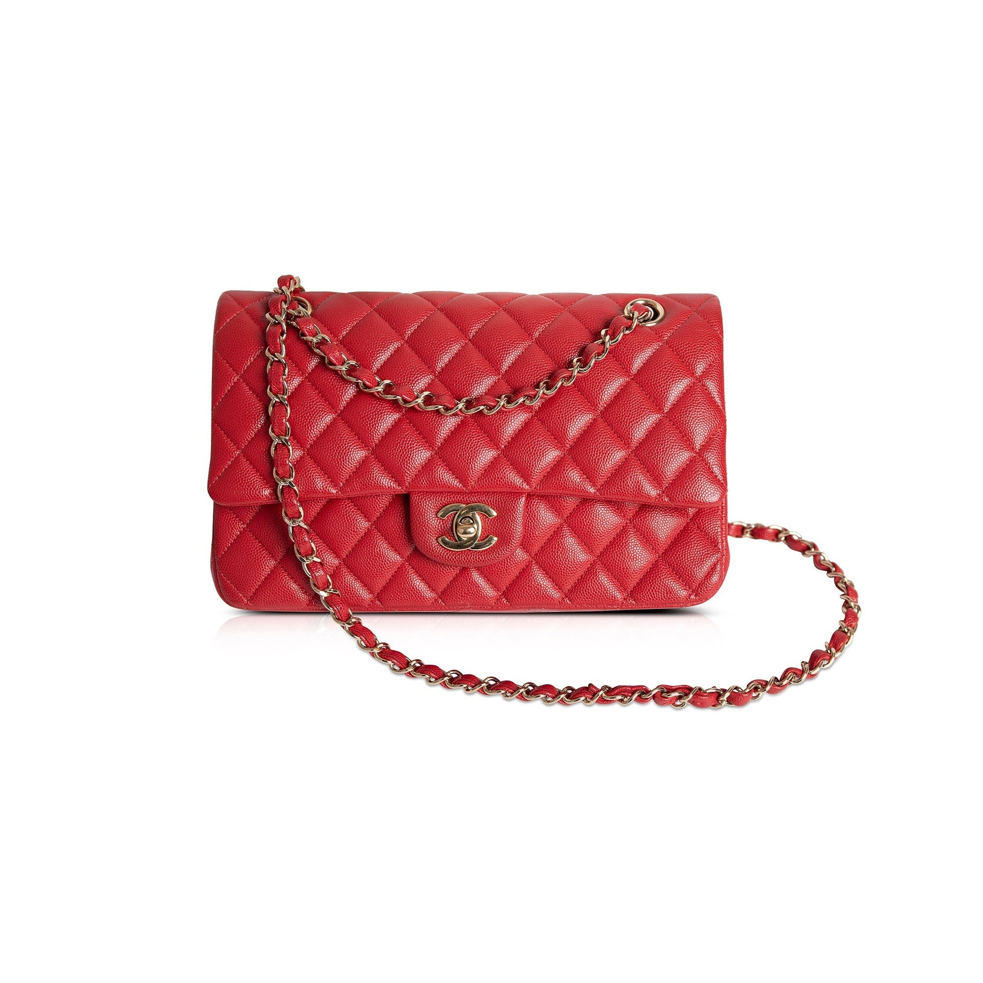 Chanel Caviar Classic Double Flap Red Travel Bag Authenticity Card