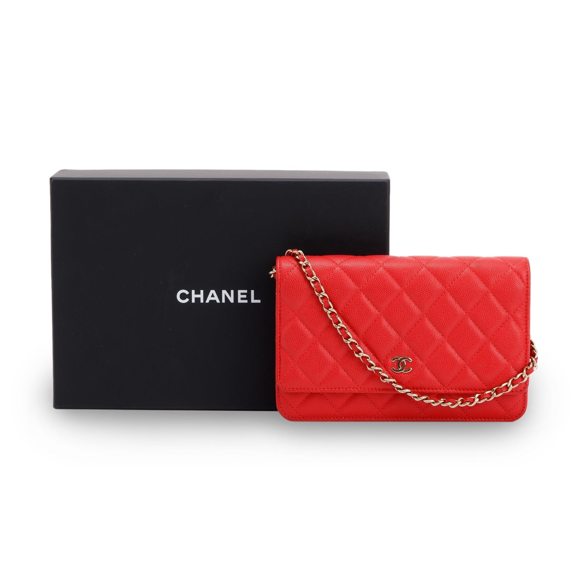 Chanel Caviar Classic on Red Wallet Case