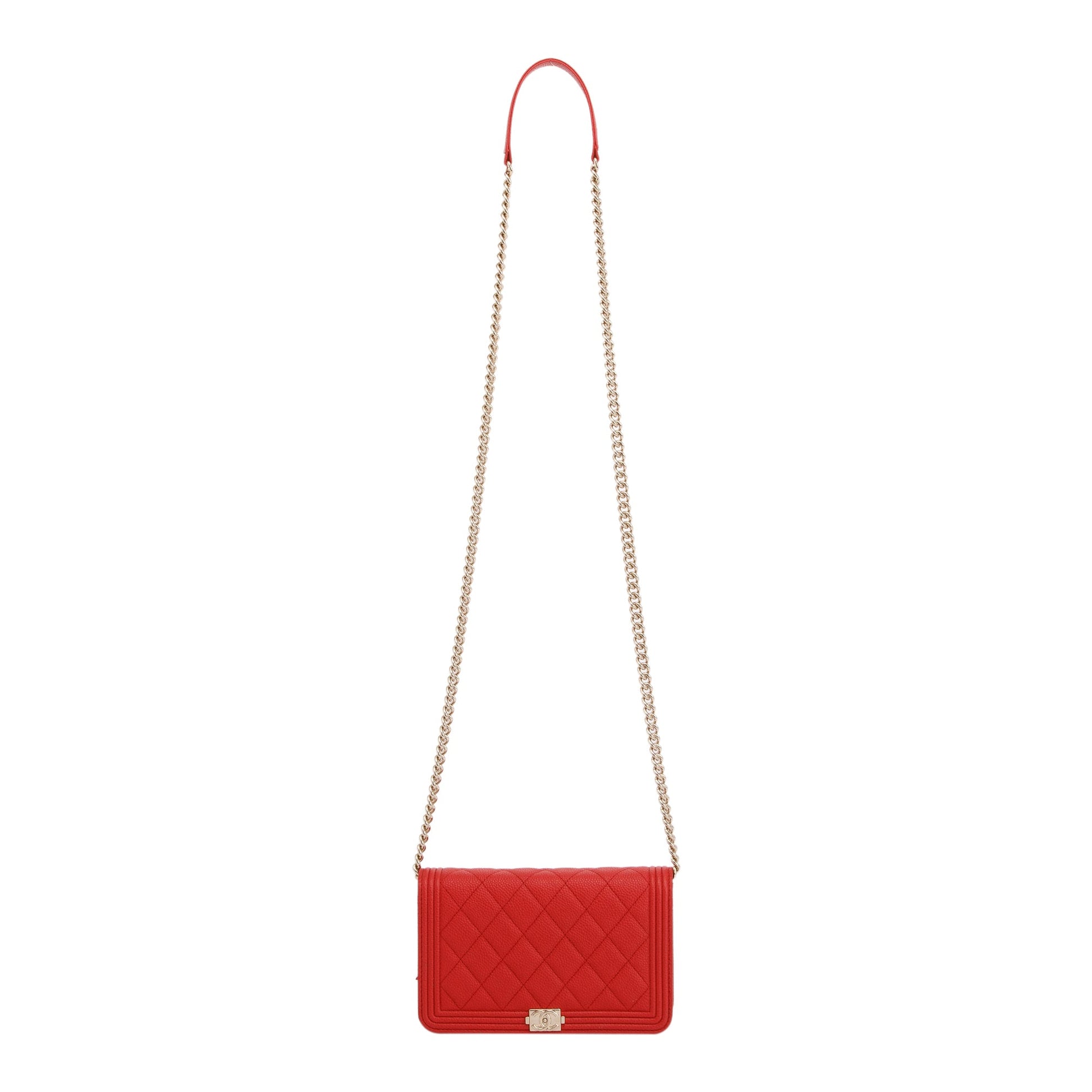Chanel Caviar Boy on Leather Red Wallet Case