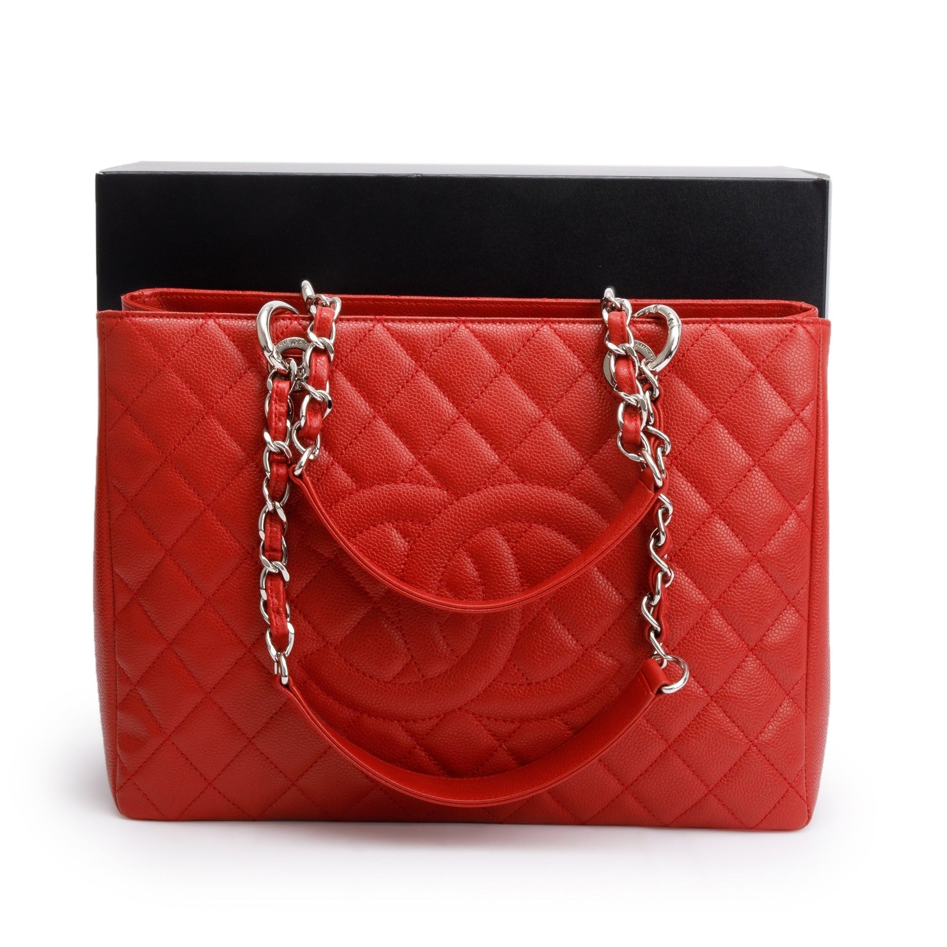 Chanel Caviar Grand Shopping GST Leather Red Travel Bag