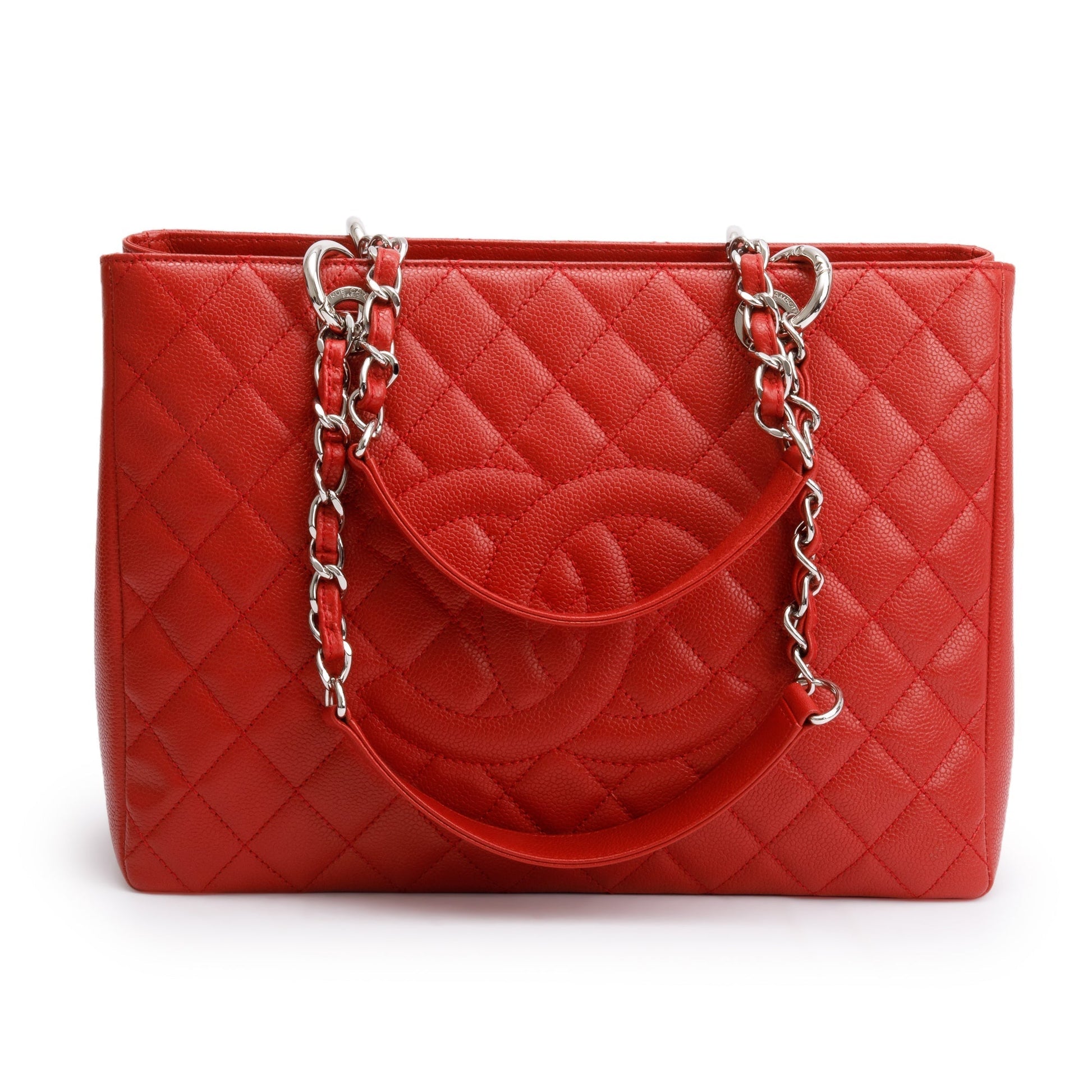 Chanel Caviar Grand Shopping GST Leather Red Travel Bag