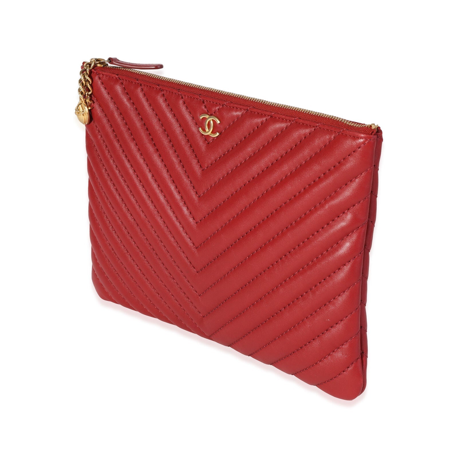 Chanel CHEVRON QUILTED CAVIAR LAMBSKIN O CHARM Key Chain