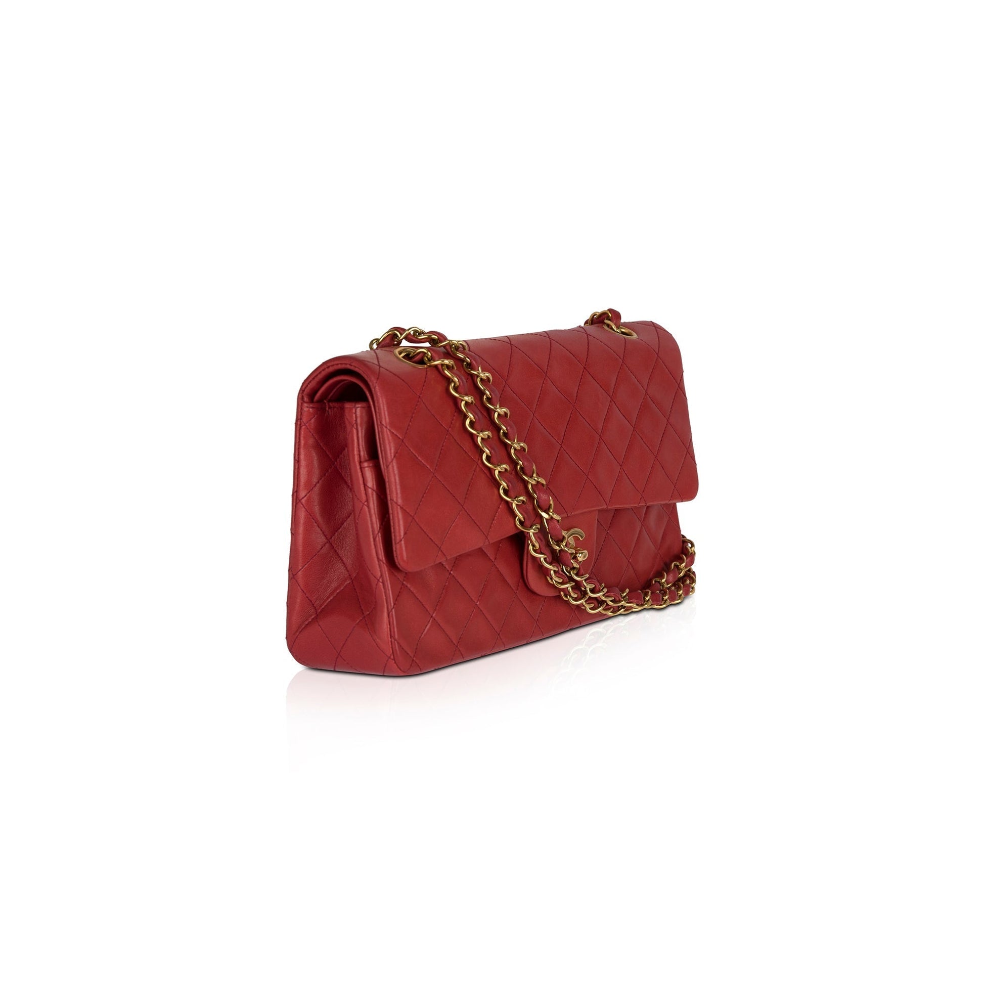 Chanel Classic Double Flap Lambskin Red Travel Bag