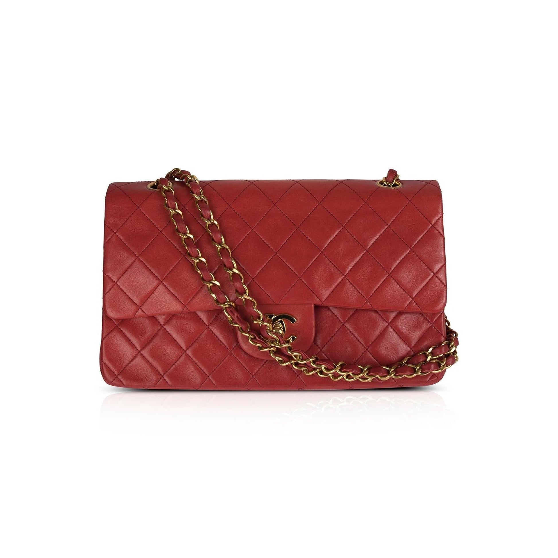 Chanel Classic Double Flap Lambskin Red Travel Bag