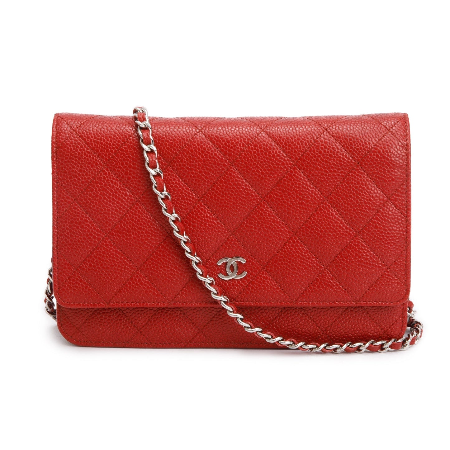 Chanel Quilted Caviar Classic on Leather Red Wallet Case 3