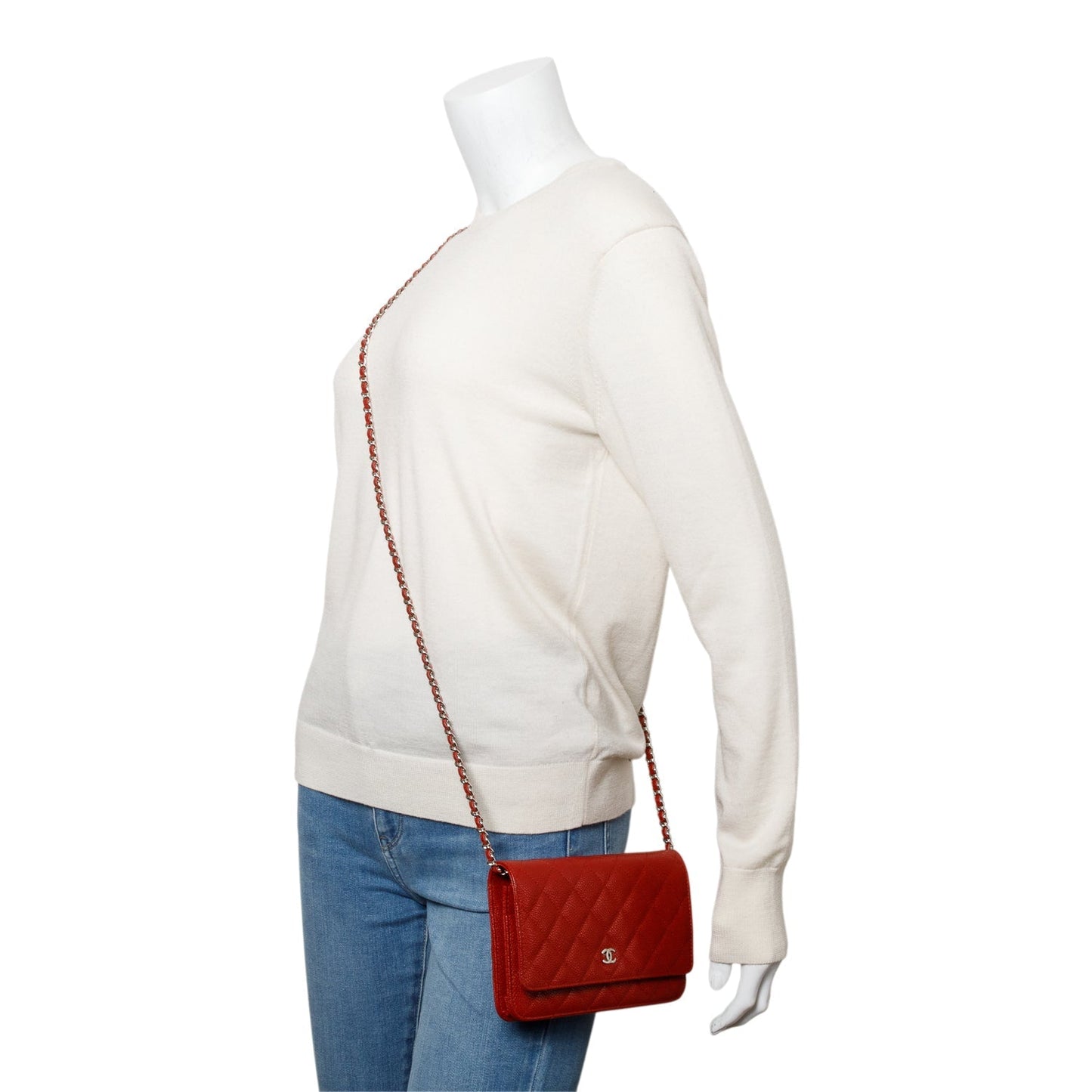 Chanel Quilted Caviar Classic on Leather Red Wallet Case 4