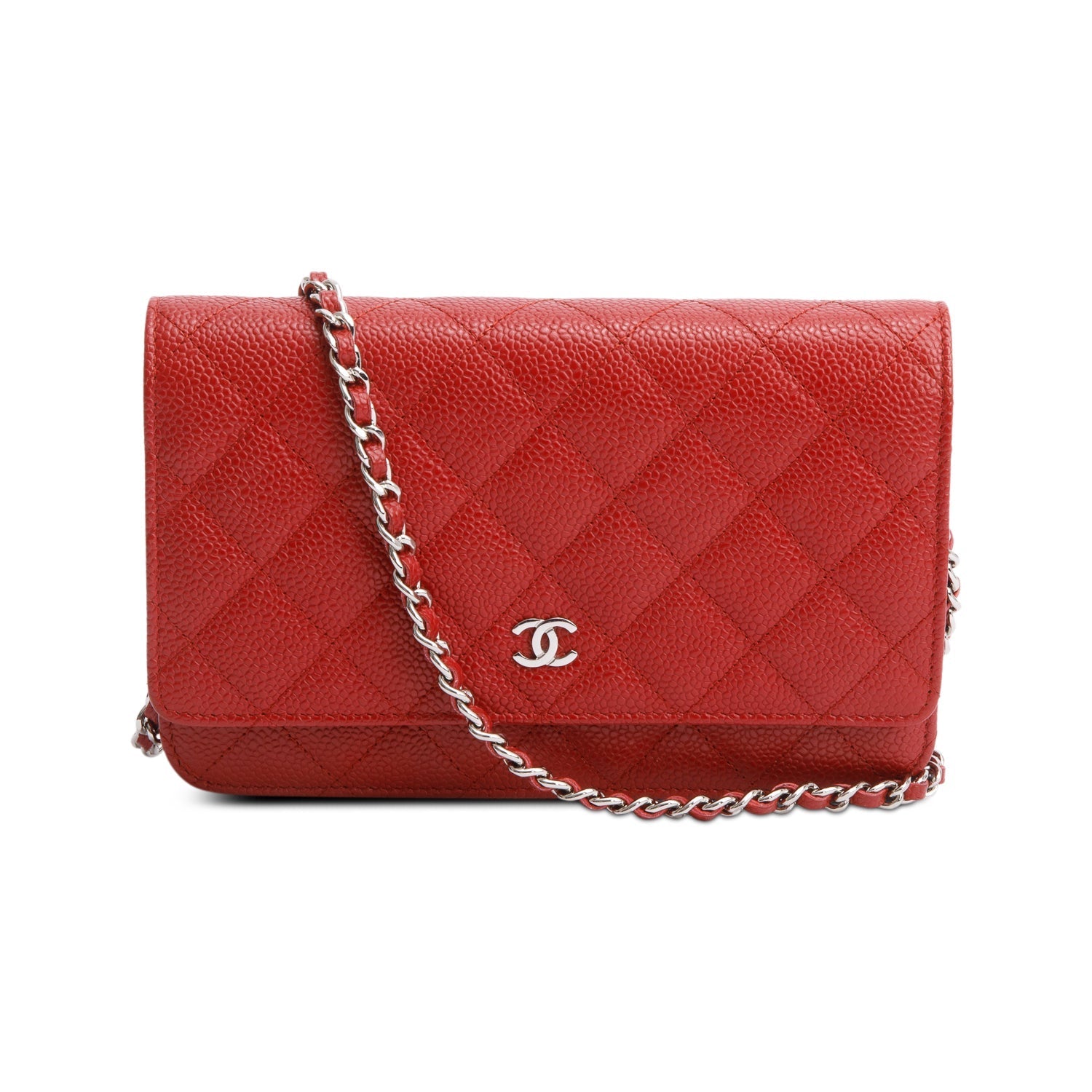 Chanel Quilted Caviar Classic on Leather Red Wallet Case 4