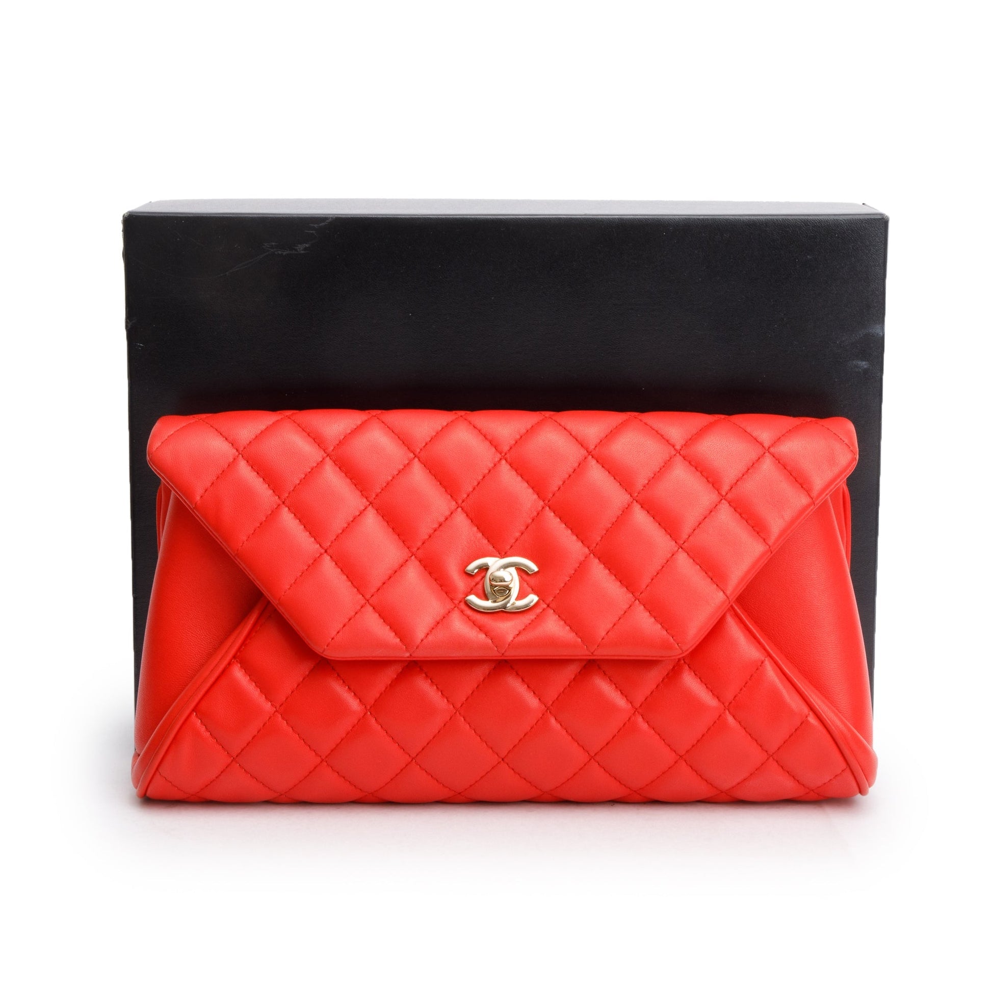 Chanel Quilted Fold Up Again Leather Lambskin Red Travel Bag