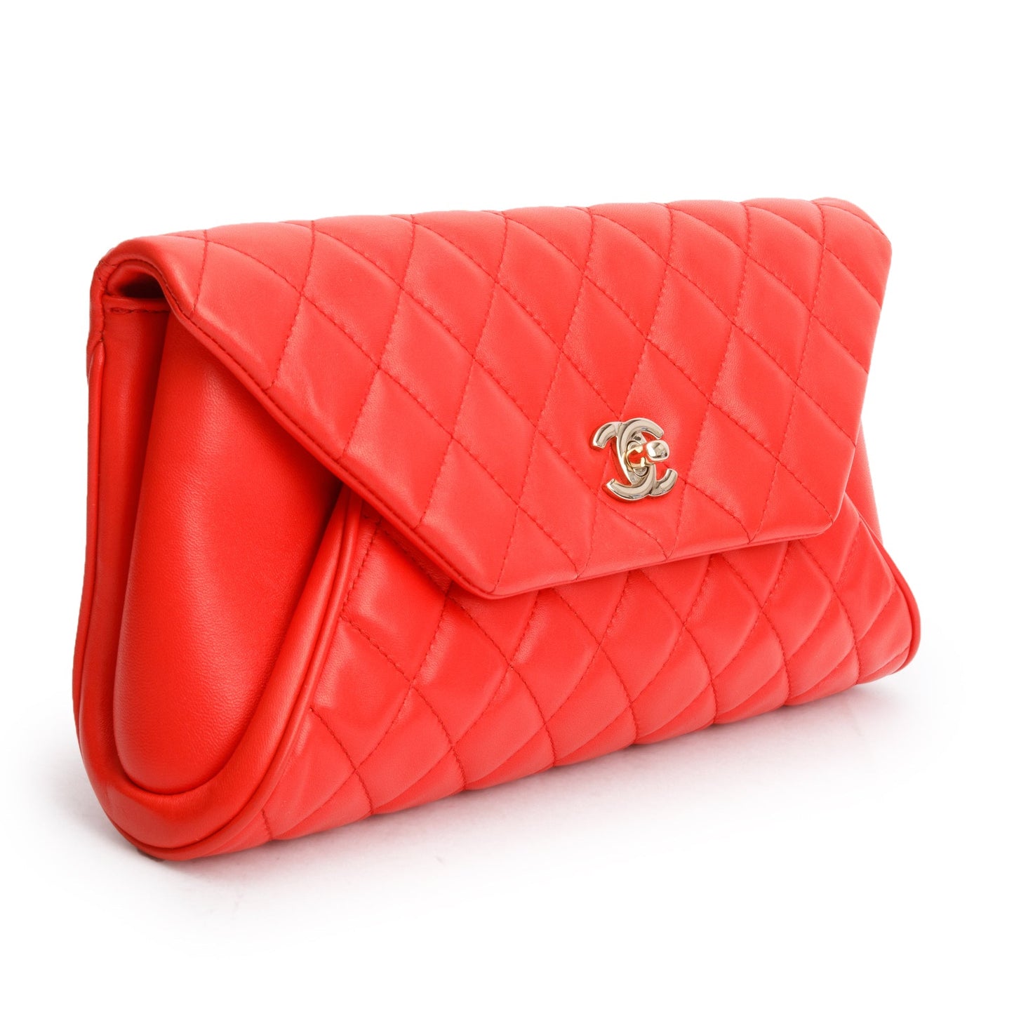 Chanel Quilted Fold Up Again Leather Lambskin Red Travel Bag