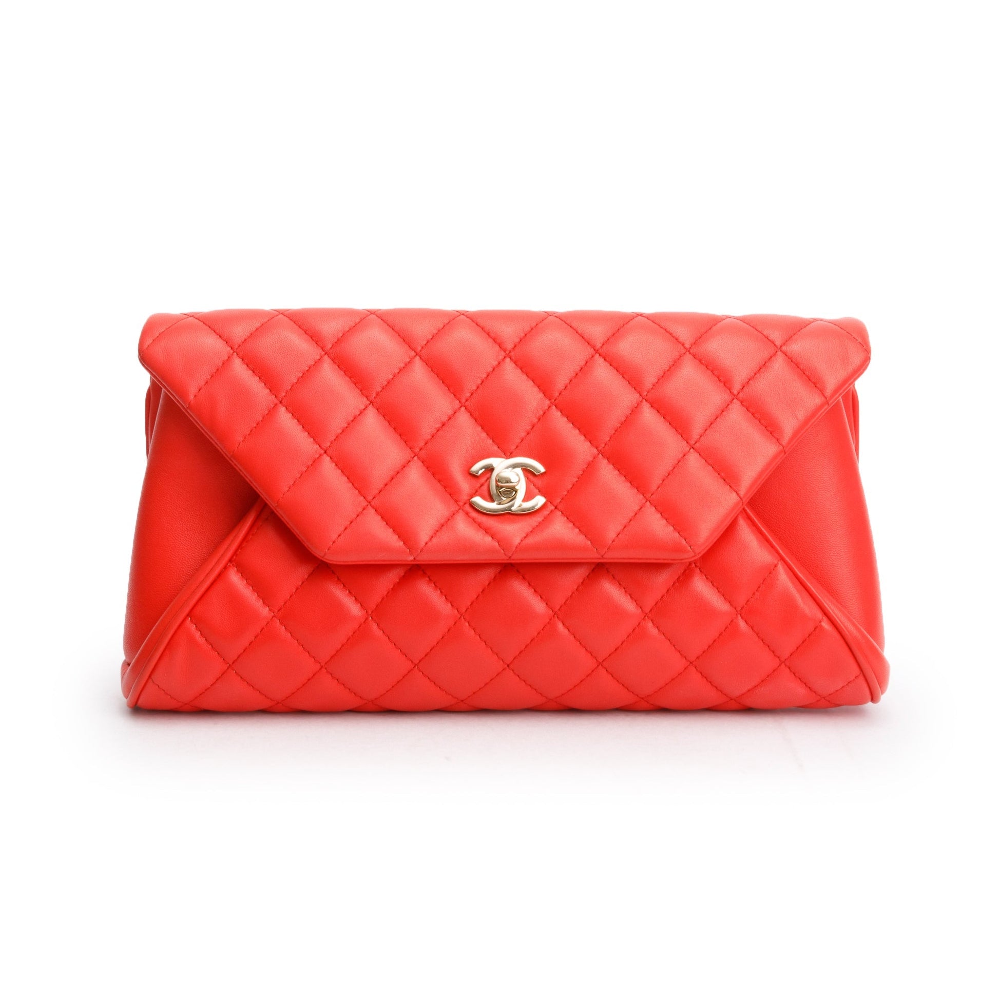 Chanel Quilted Fold Up Again Leather Lambskin Red Travel Bag