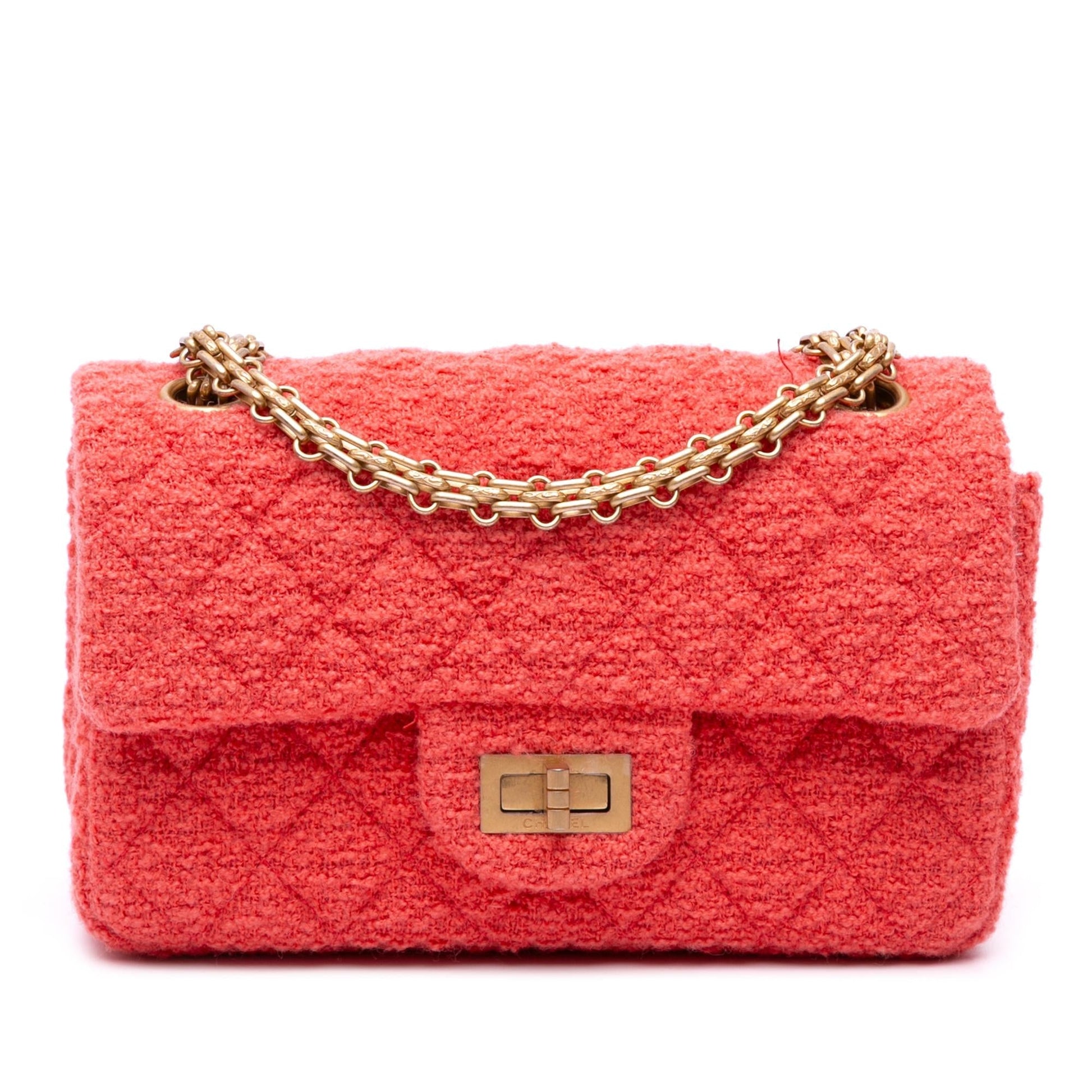 Chanel Reissue 2.55 Quilted Tweed Single Flap Handbag Flap 225
