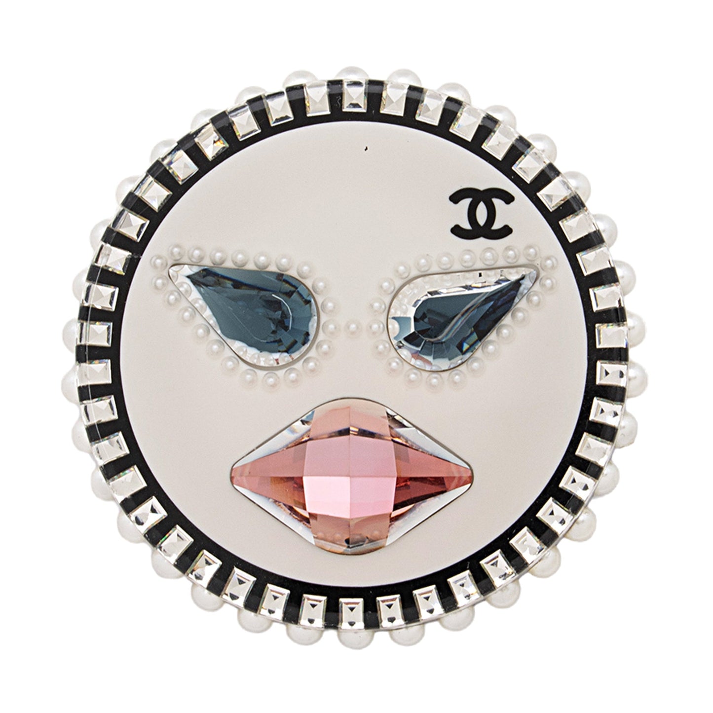 Chanel Resin Crystal Pearl Emoji CC Brooch Handbag