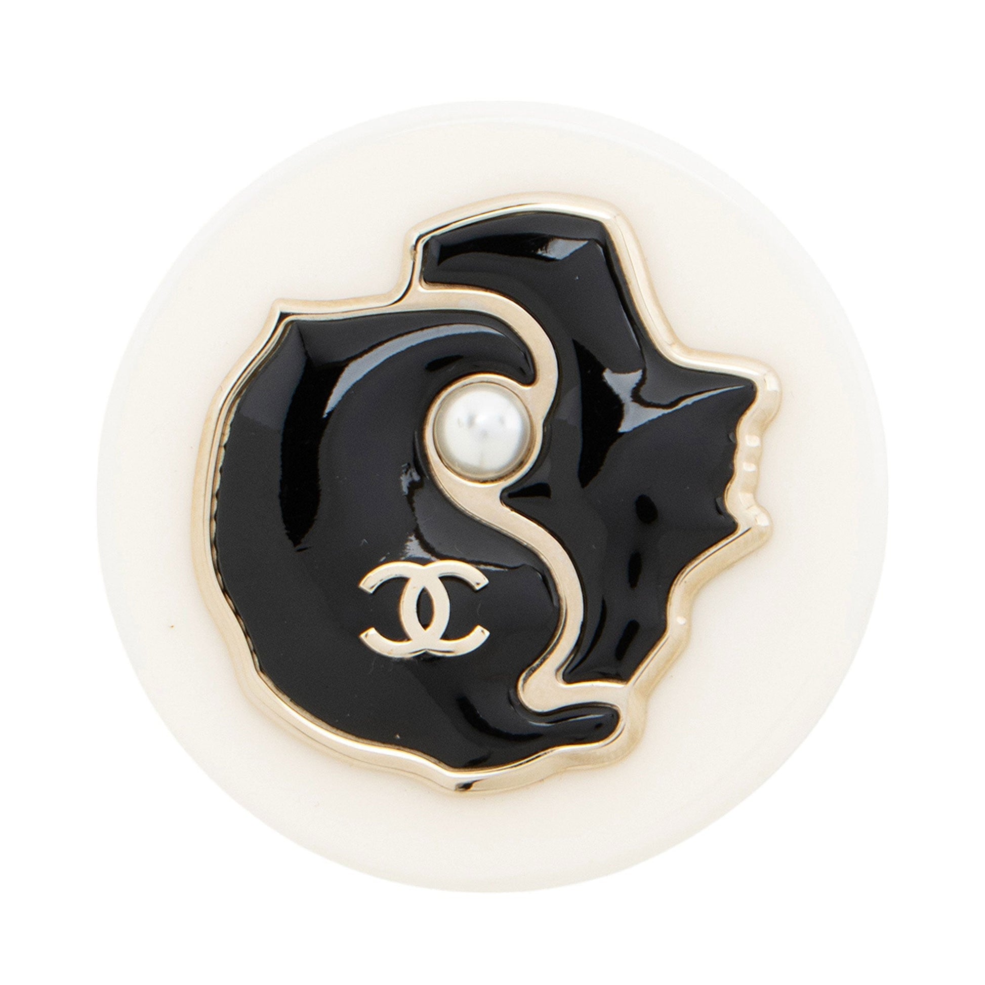 Chanel Resin Pearl Coco CC Profile Brooch Handbag