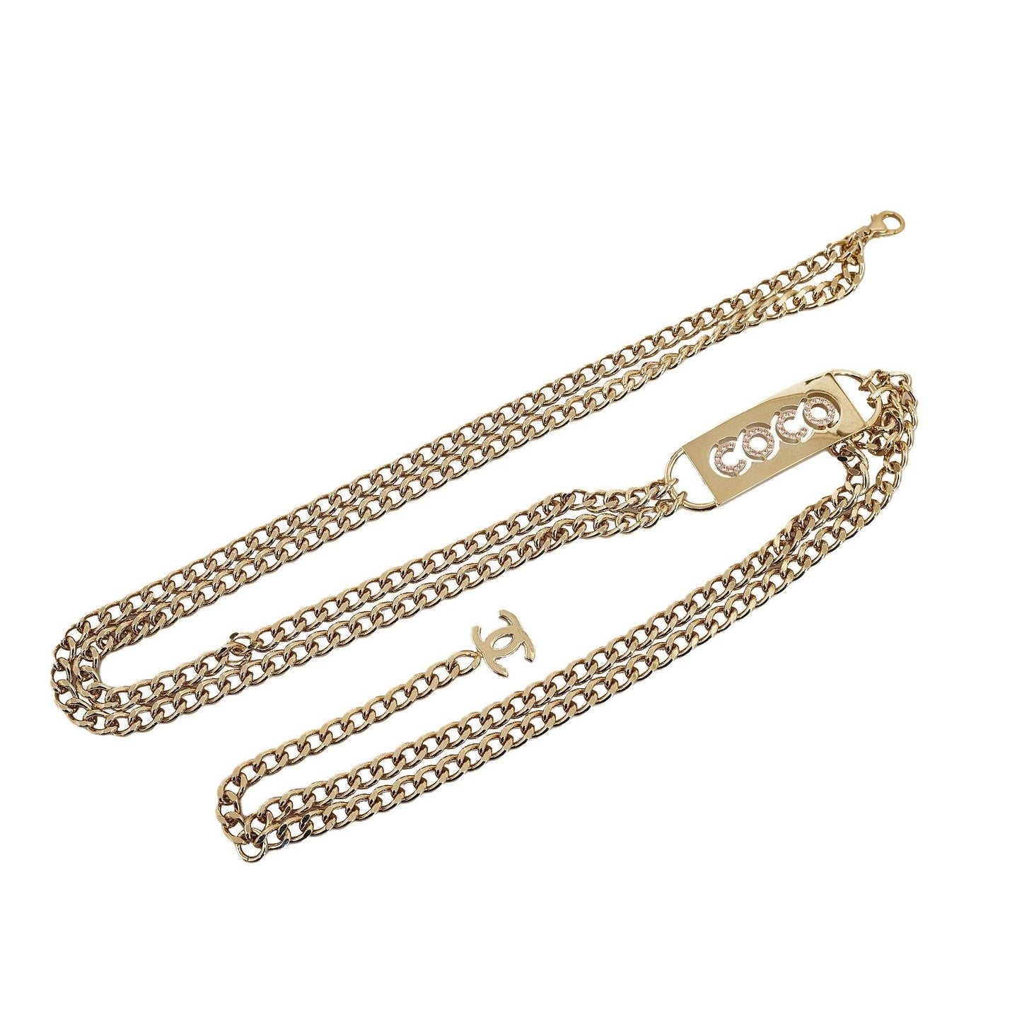 Chanel Rhinestone Coco Name Plate -Link Belt