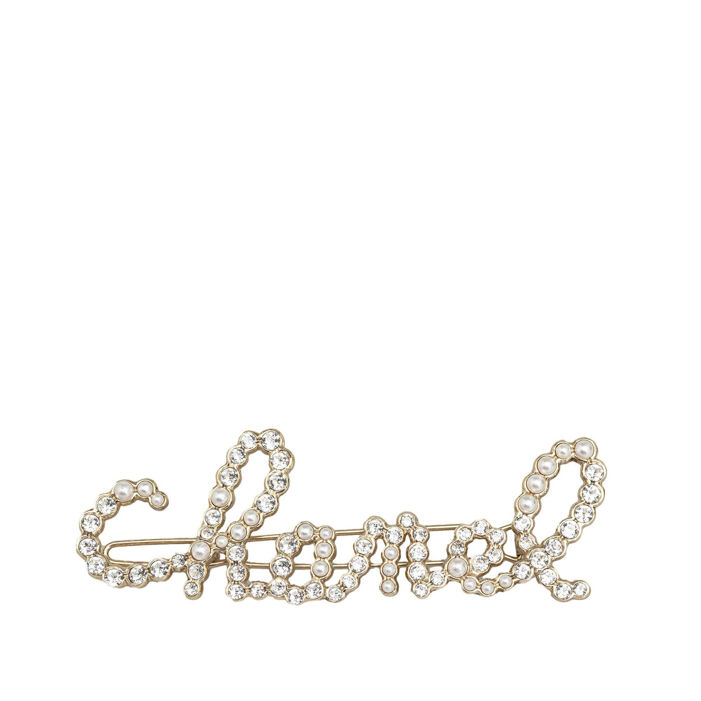 Chanel Rhinestone & Pearl Swirling Logo Barette Handbag