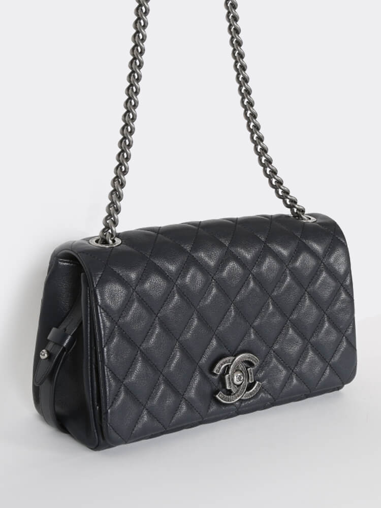 Chanel City Rock Flap Quilted Goatskin Shoulder Bag