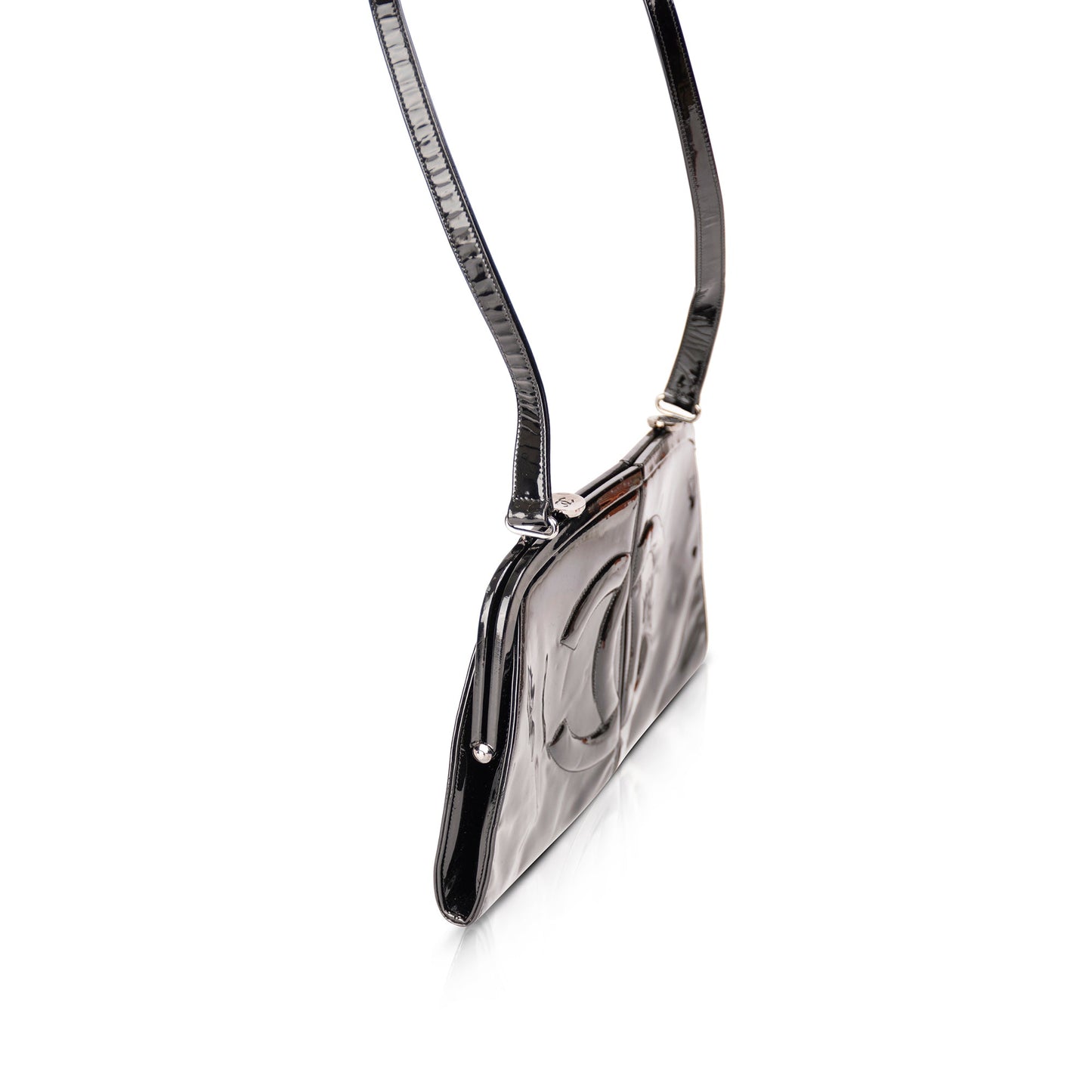 Chanel Runway Patent Double Split Frame Leather Travel Bag