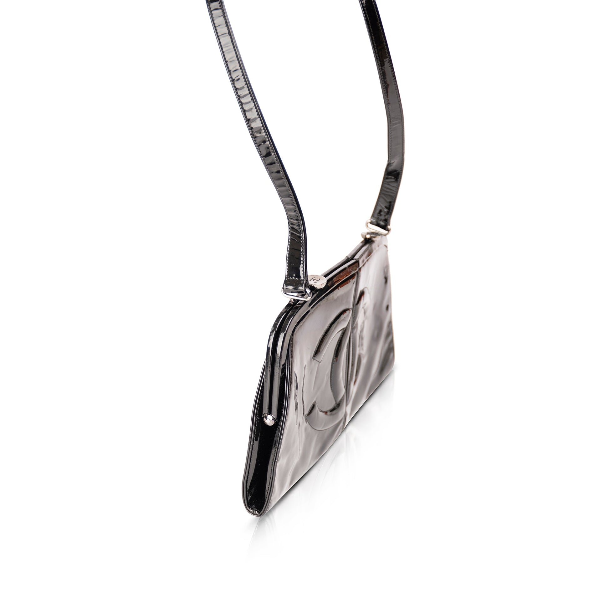 Chanel Runway Patent Double Split Frame Leather Travel Bag