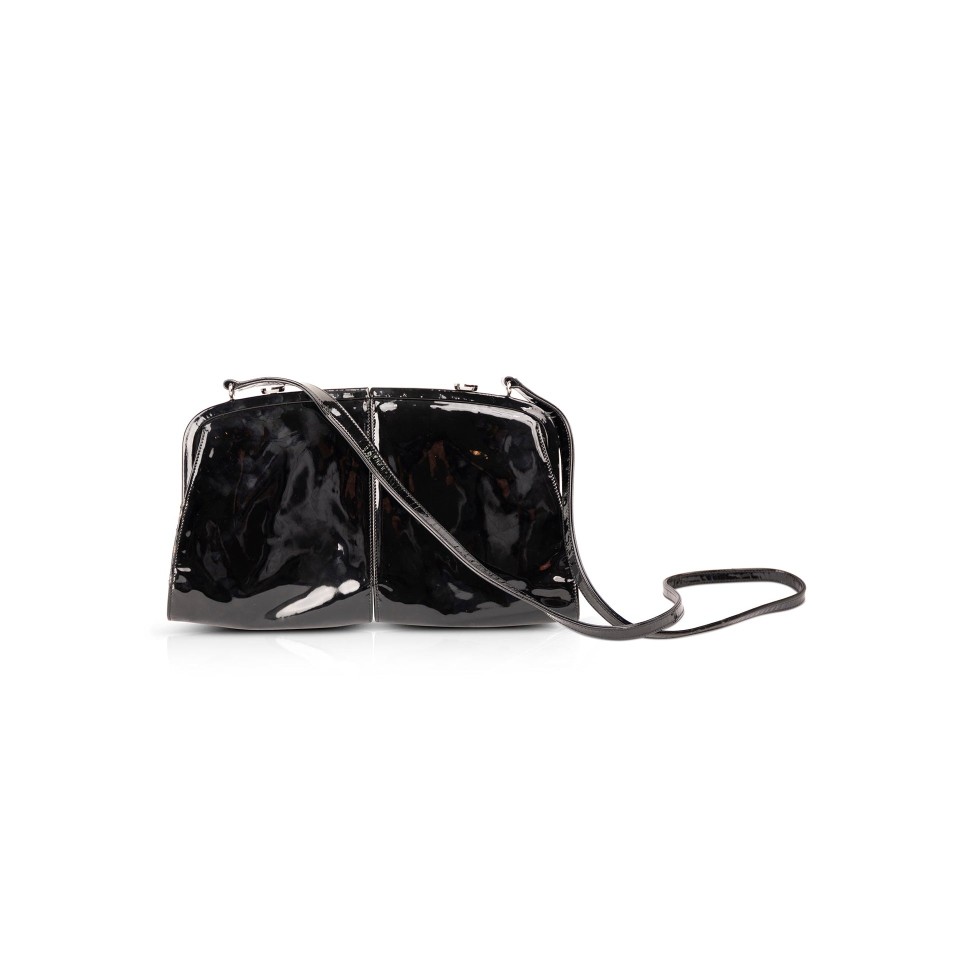 Chanel Runway Patent Double Split Frame Leather Travel Bag