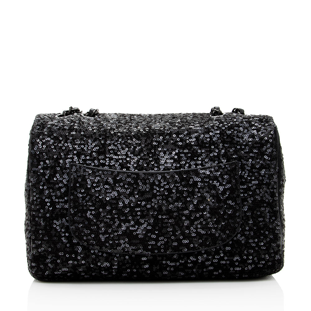 Chanel Sequin Embroidered Classic Flap SHF Shoulder Bag