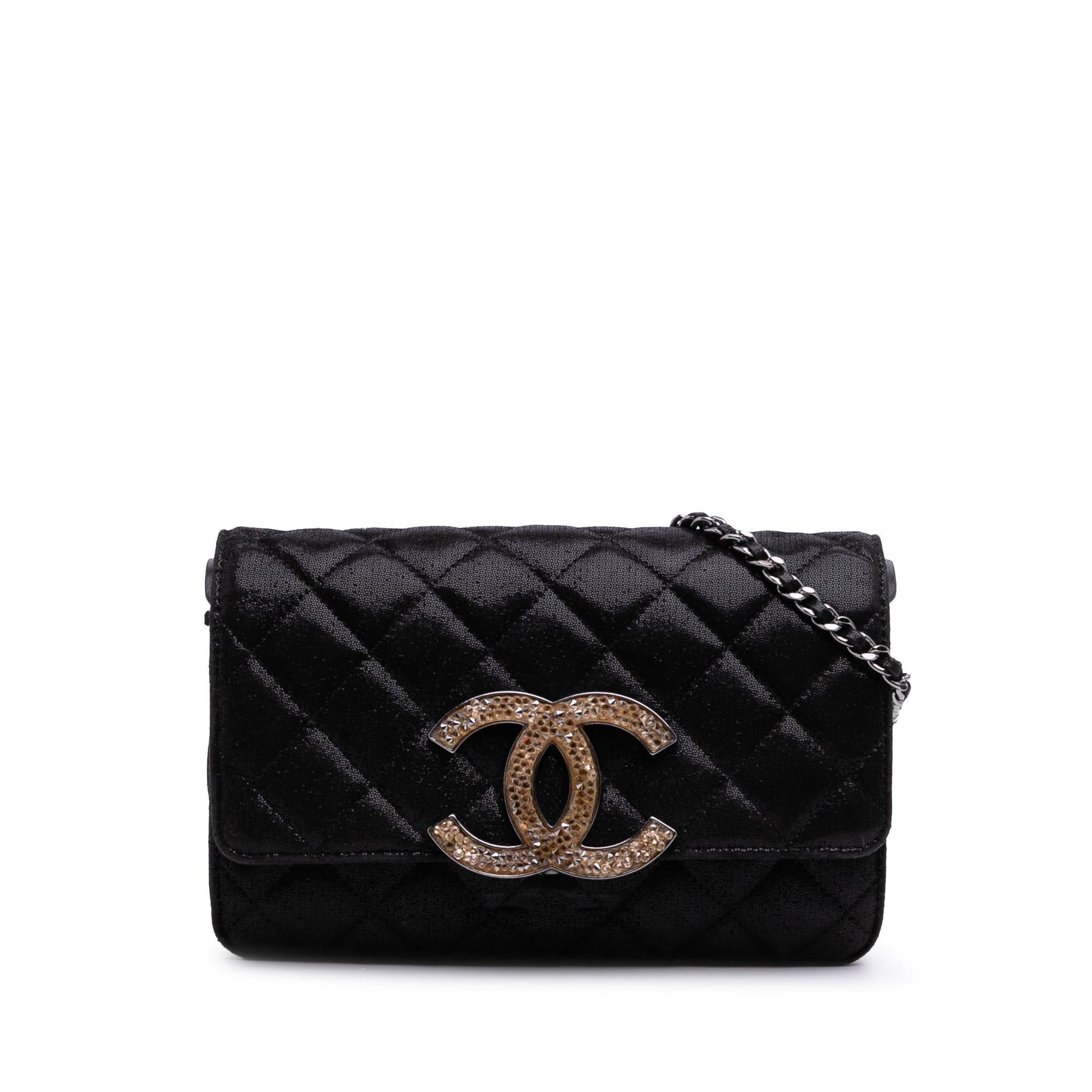 Chanel Sequined Goatskin CC Crystal On Wallet Case Chain 1