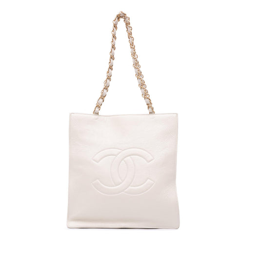 Chanel Shiny Aged Calfskin North South Shopping Tote Bag