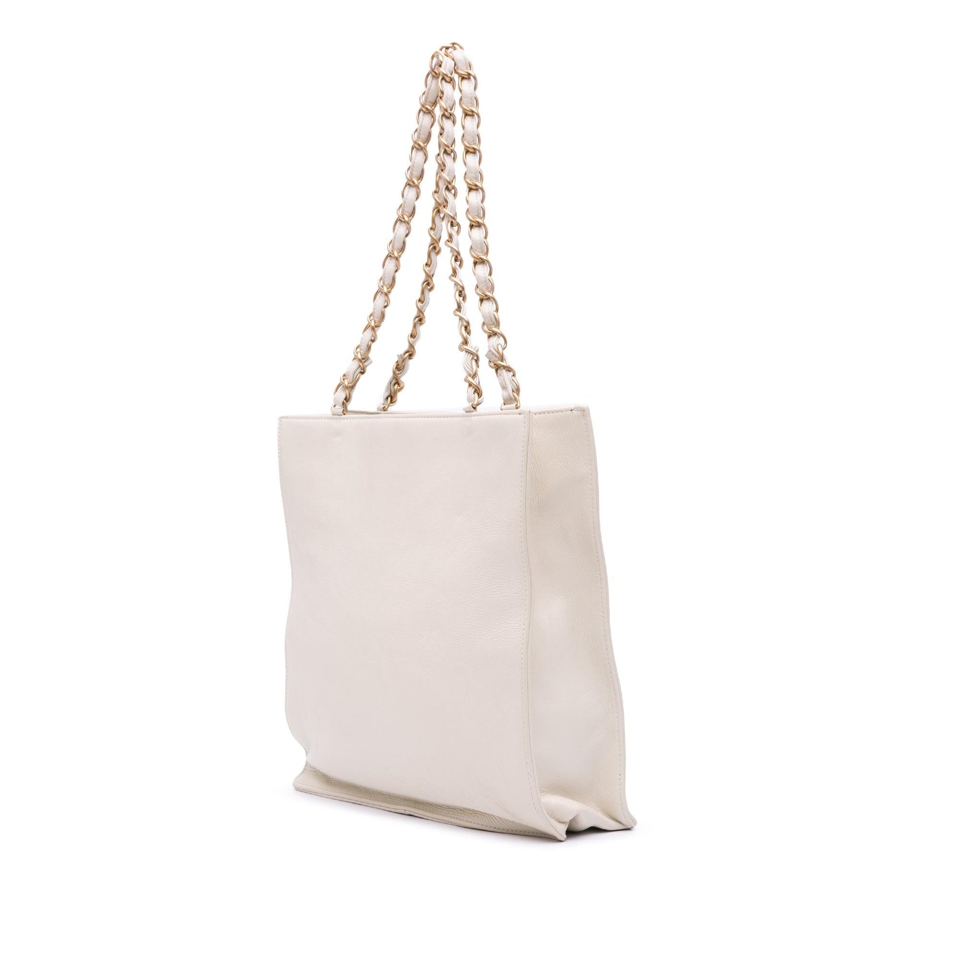 Chanel Shiny Aged Calfskin North South Shopping Tote Bag