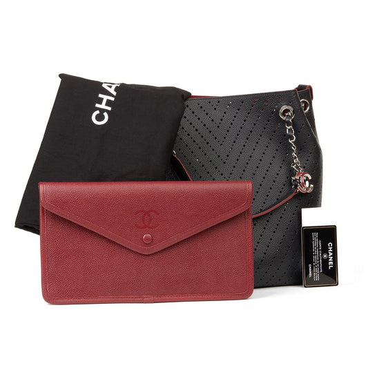 Chanel Perforated Grained Calfskin Accordion Shopping Tote Bag