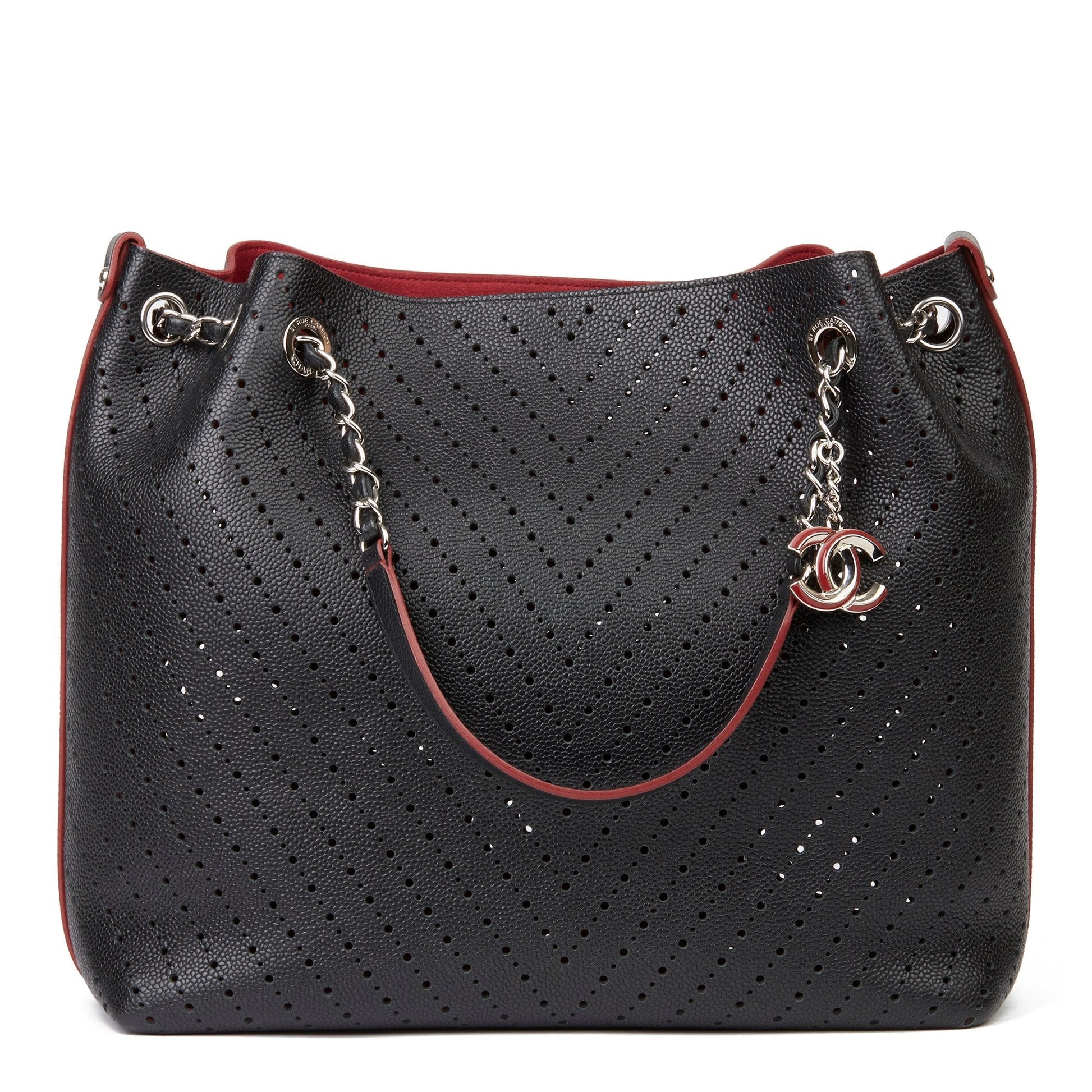 Chanel Perforated Grained Calfskin Accordion Shopping Tote Bag