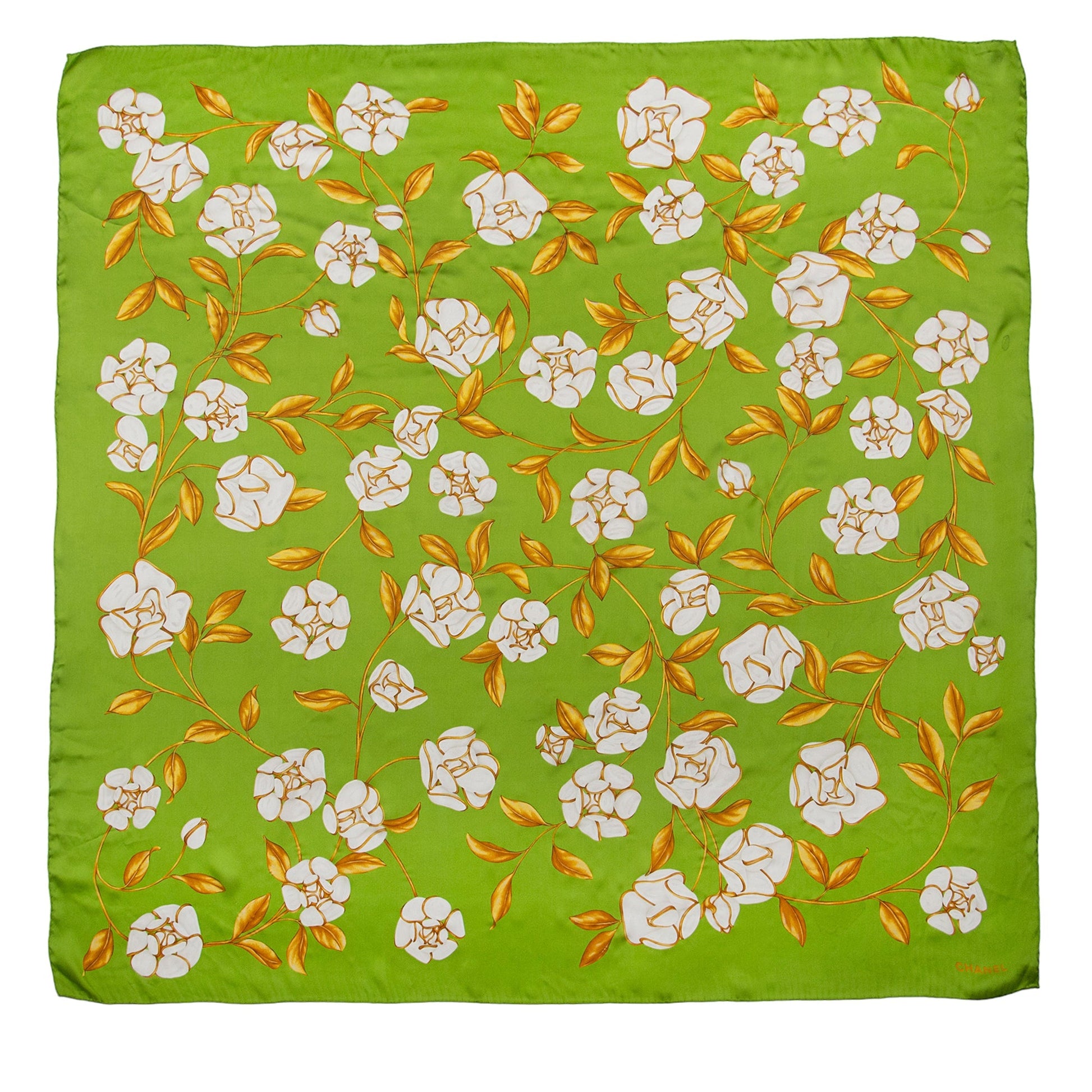 Chanel Silk Camellia 140cm Shawl SHF-qWZAwc Scarf