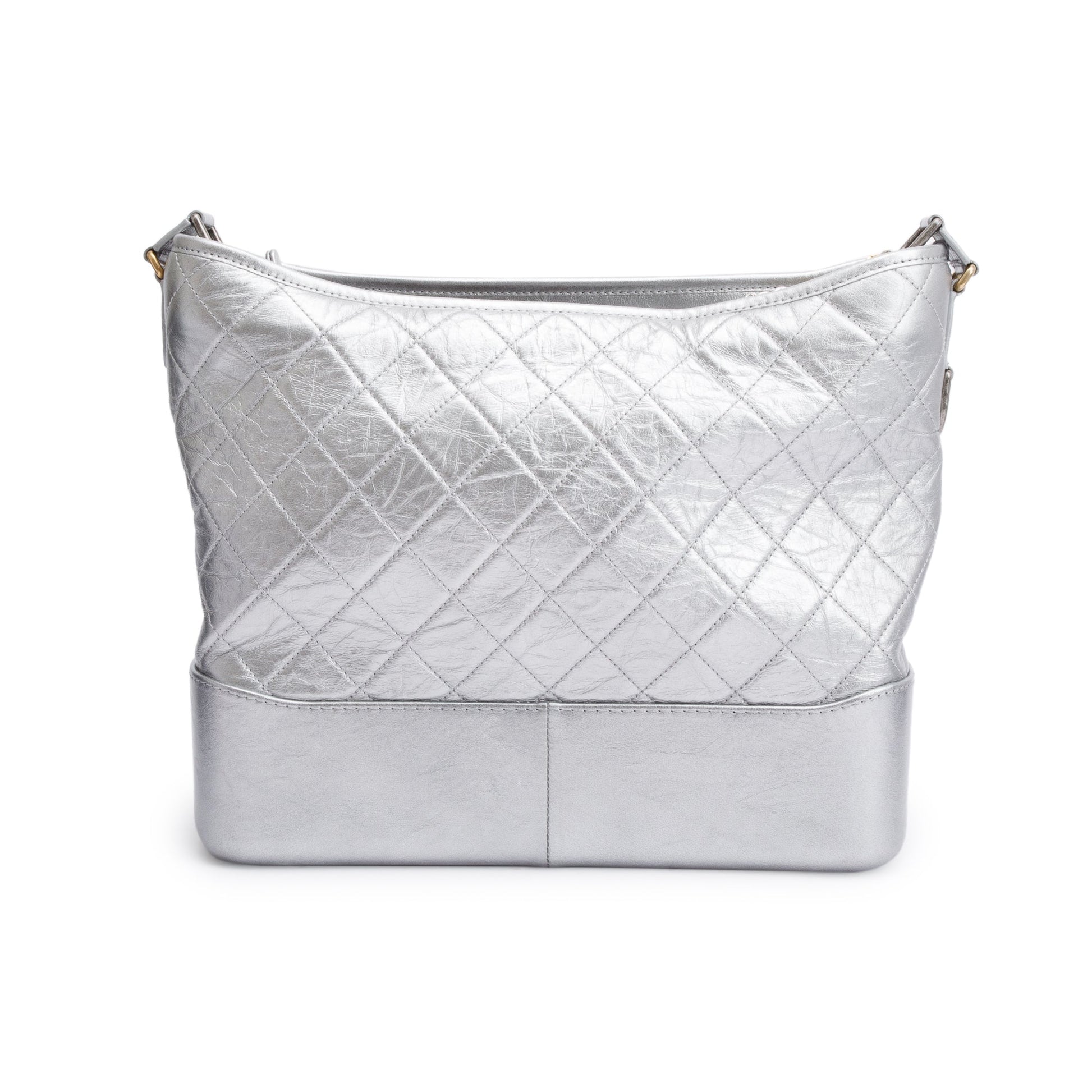 Louis Vuitton Chanel rielle Hobo Leather Calfskin Silver Travel Bag