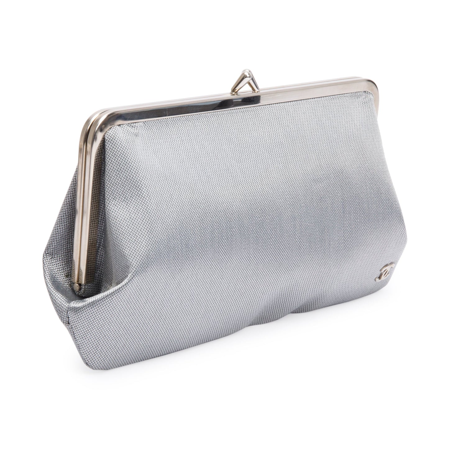 Louis Vuitton Chanel Nylon CC Kisslock Frame Silver Travel Bag