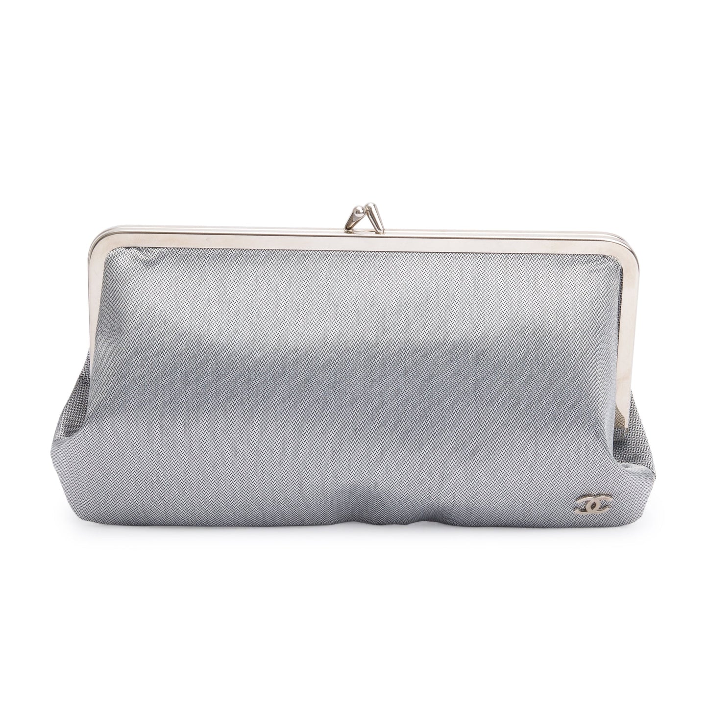 Louis Vuitton Chanel Nylon CC Kisslock Frame Silver Travel Bag