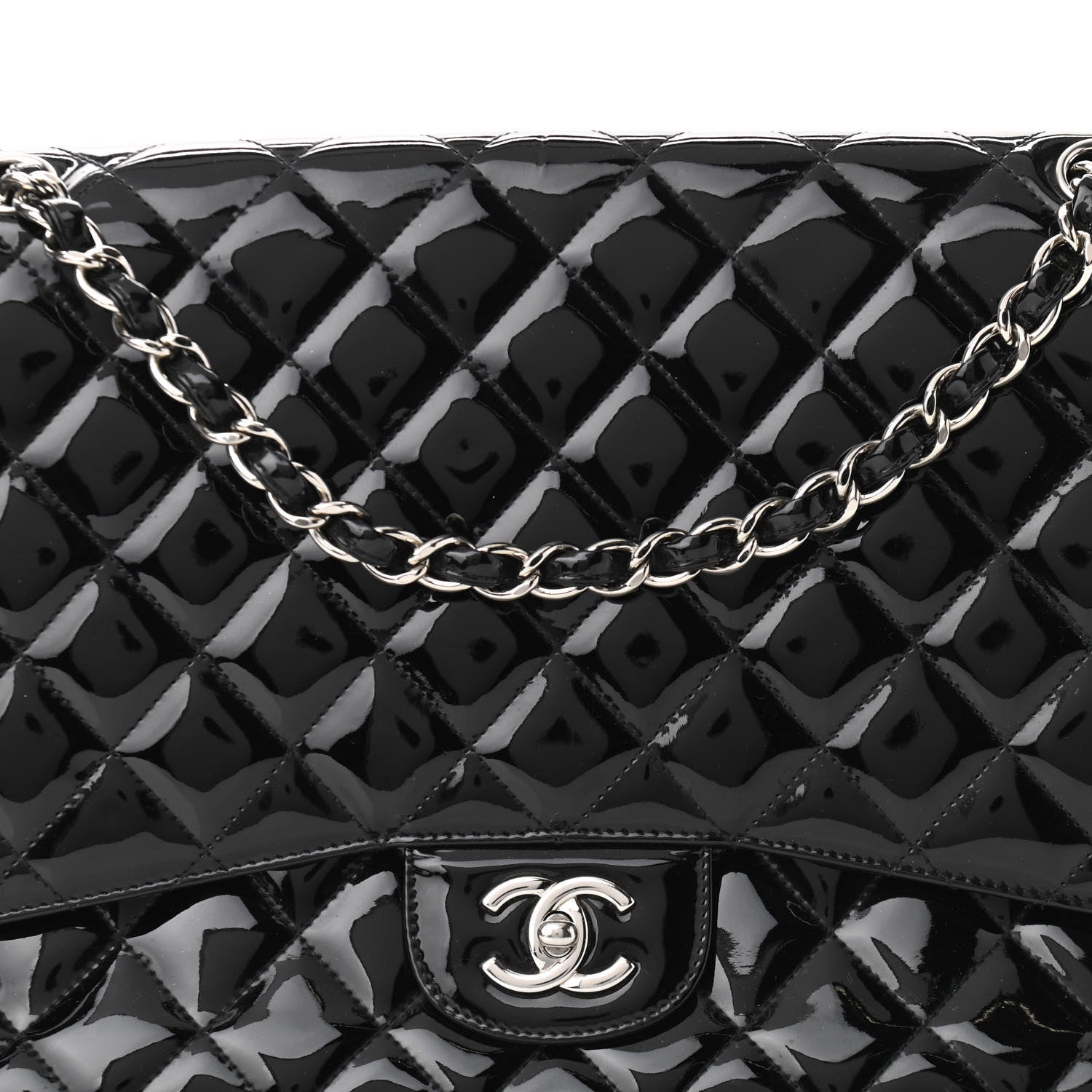 Chanel Single Flap Quilted Patent Leather Handbag