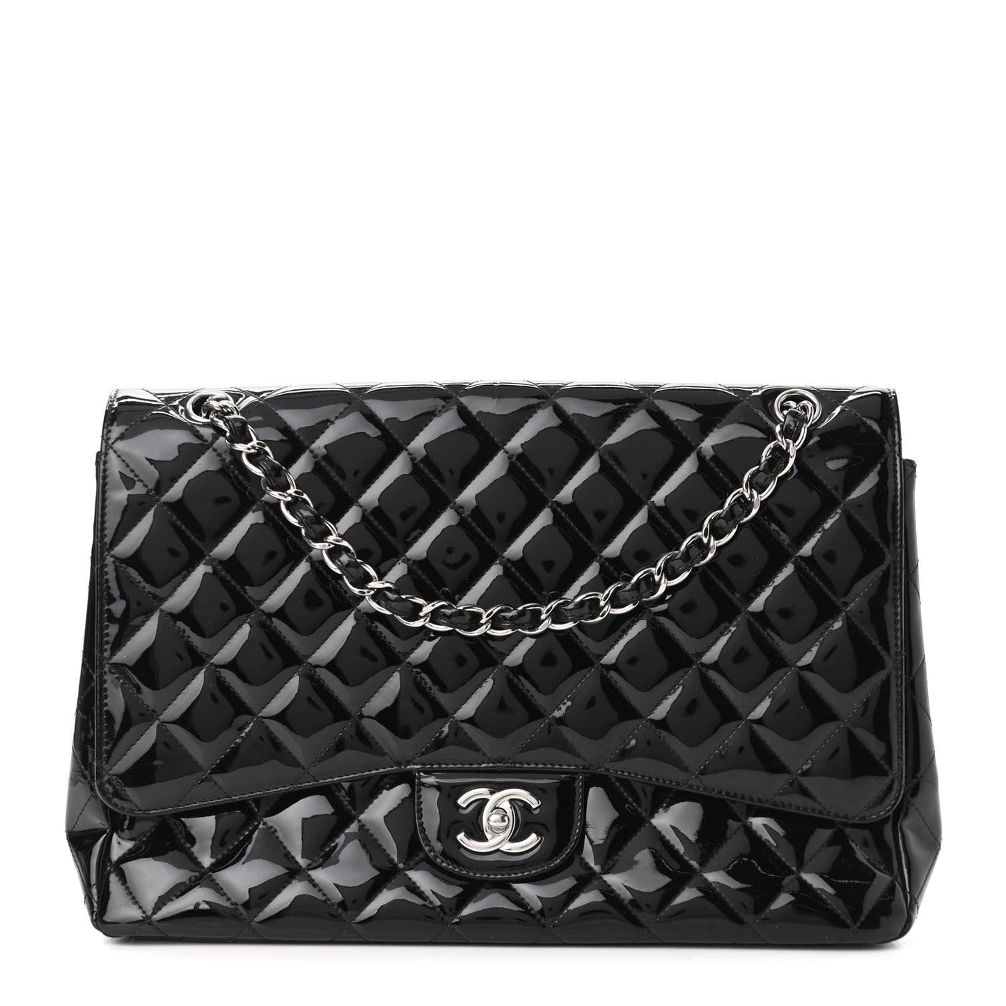 Chanel Single Flap Quilted Patent Leather Handbag