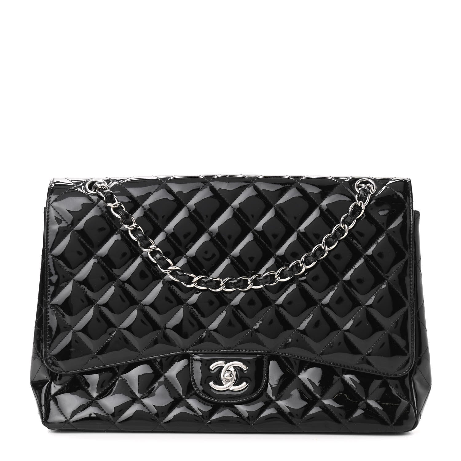 Chanel Single Flap Quilted Patent Leather Handbag