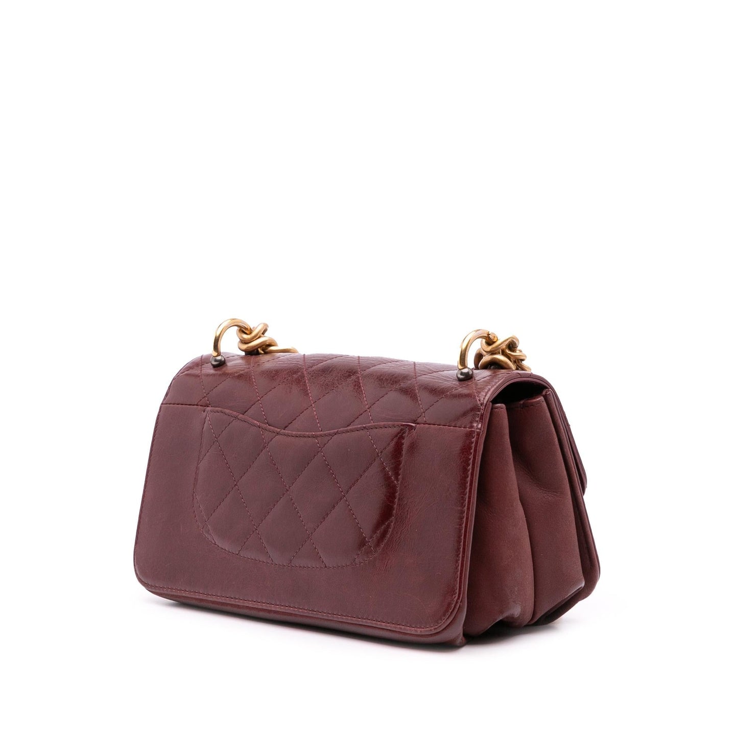 Chanel Aged Calfskin Straight Lined Flap Small Handbag Flap 2