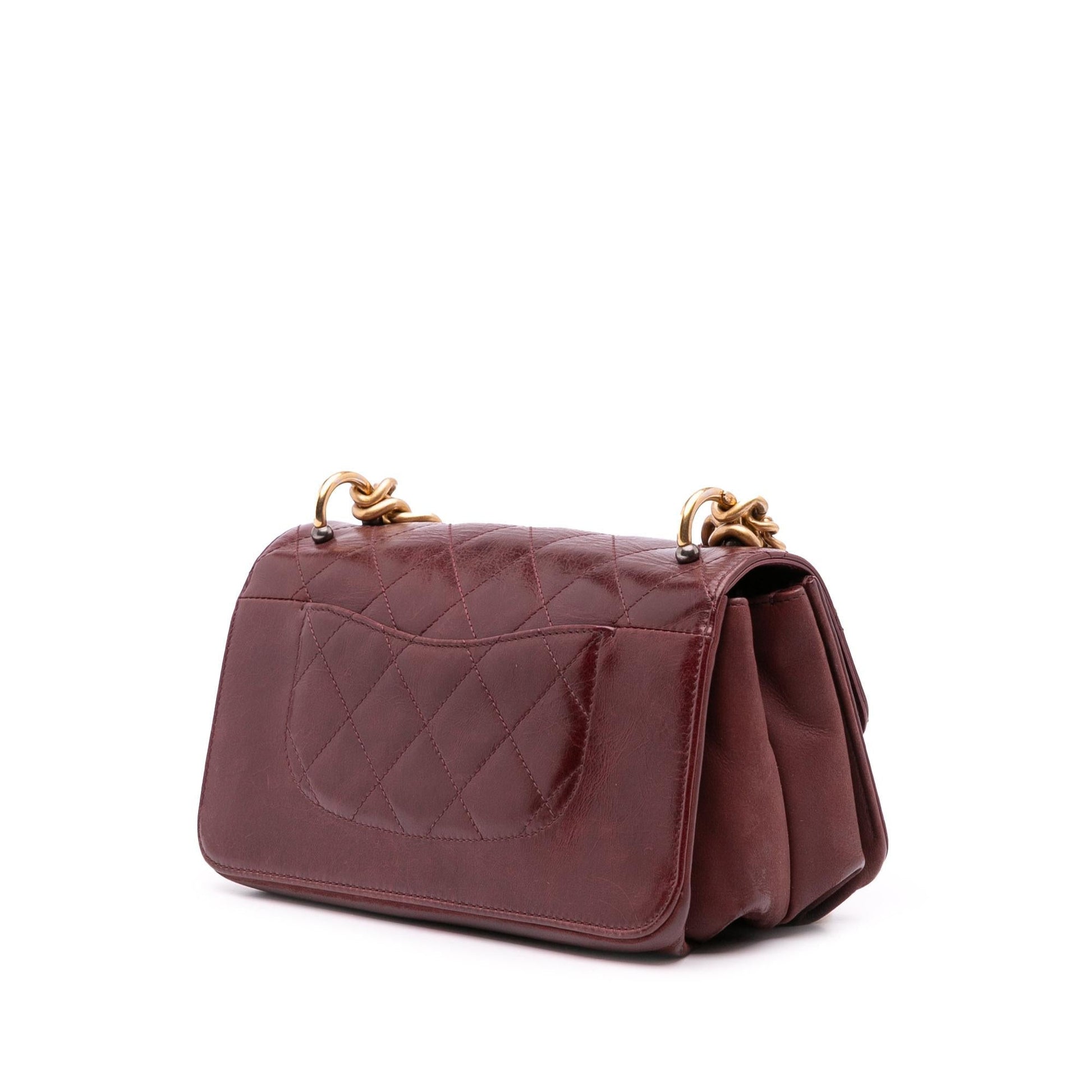 Chanel Aged Calfskin Straight Lined Flap Small Handbag Flap 2
