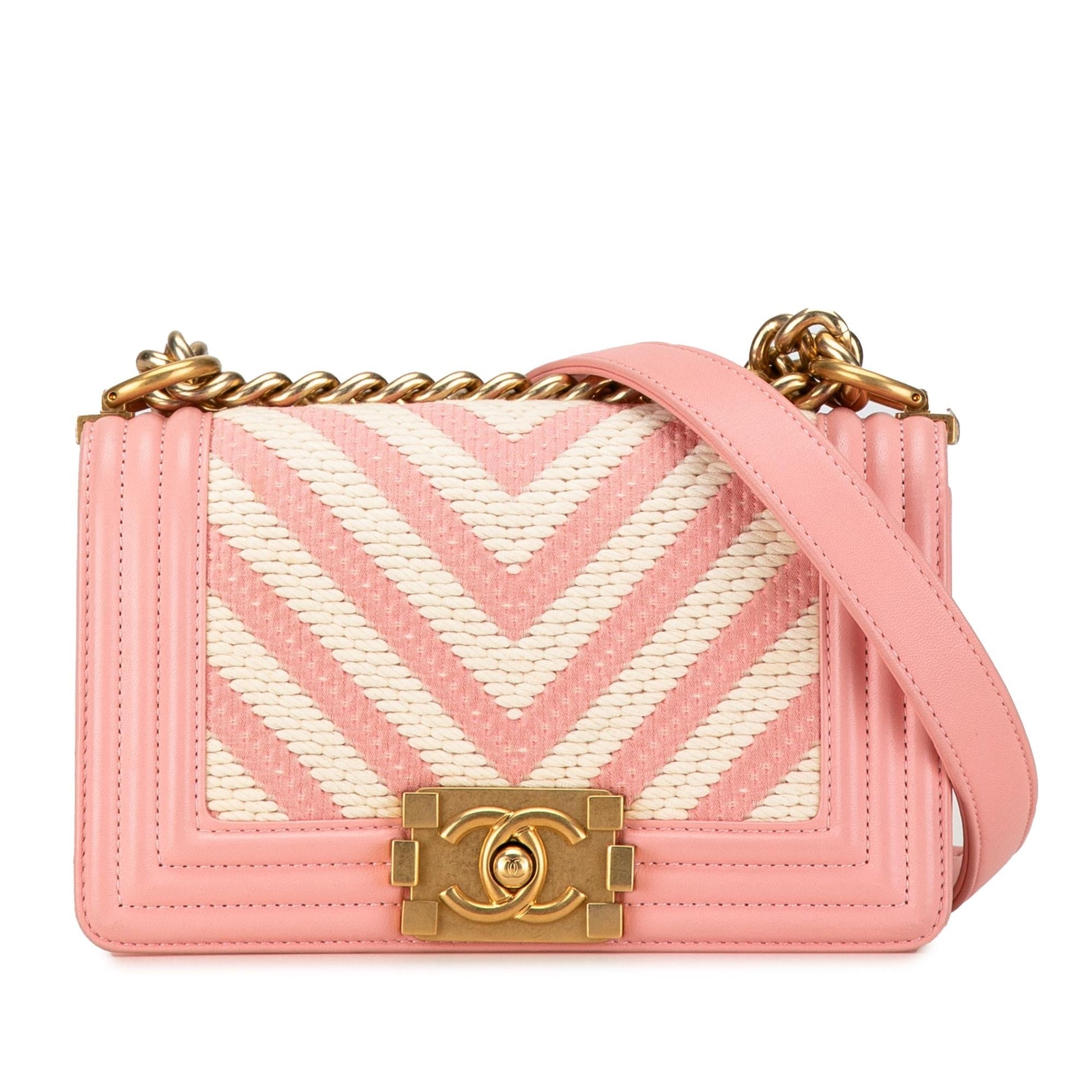 Chanel Braided Chevron Boy Flap Small Handbag