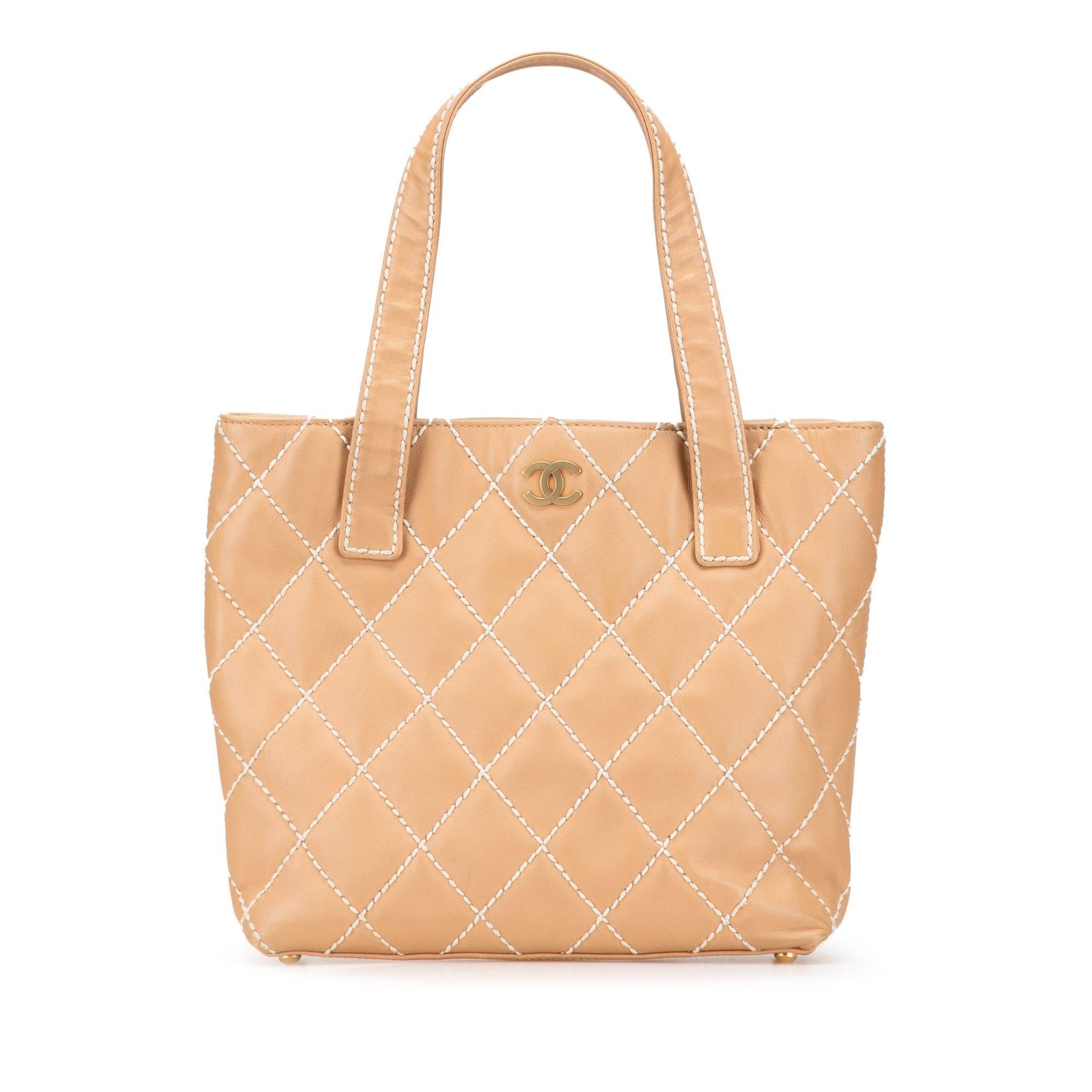 Chanel CC Calfskin Wild Stitch Small Tote Bag