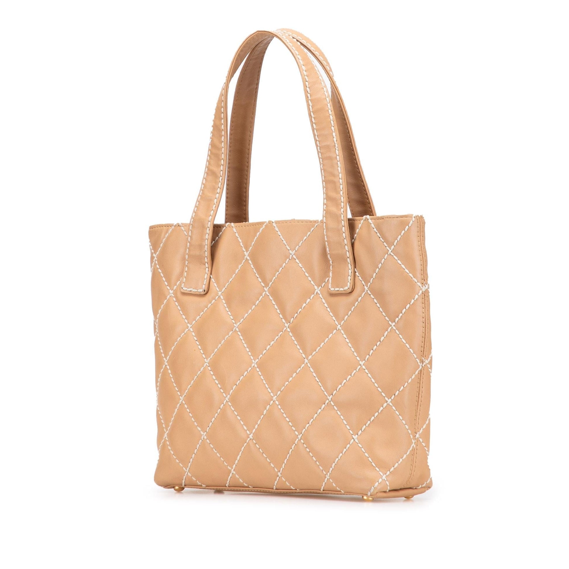 Chanel CC Calfskin Wild Stitch Small Tote Bag