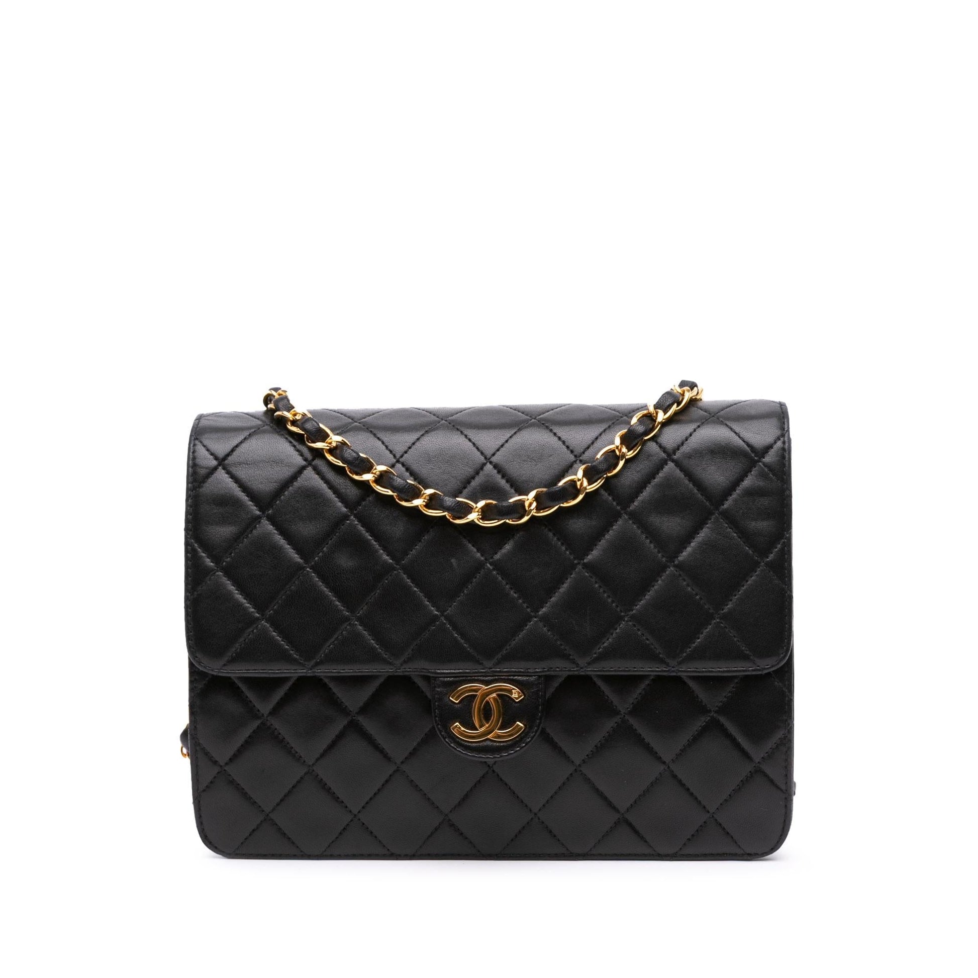 Chanel CC Quilted Lambskin Half Single Flap Small Handbag