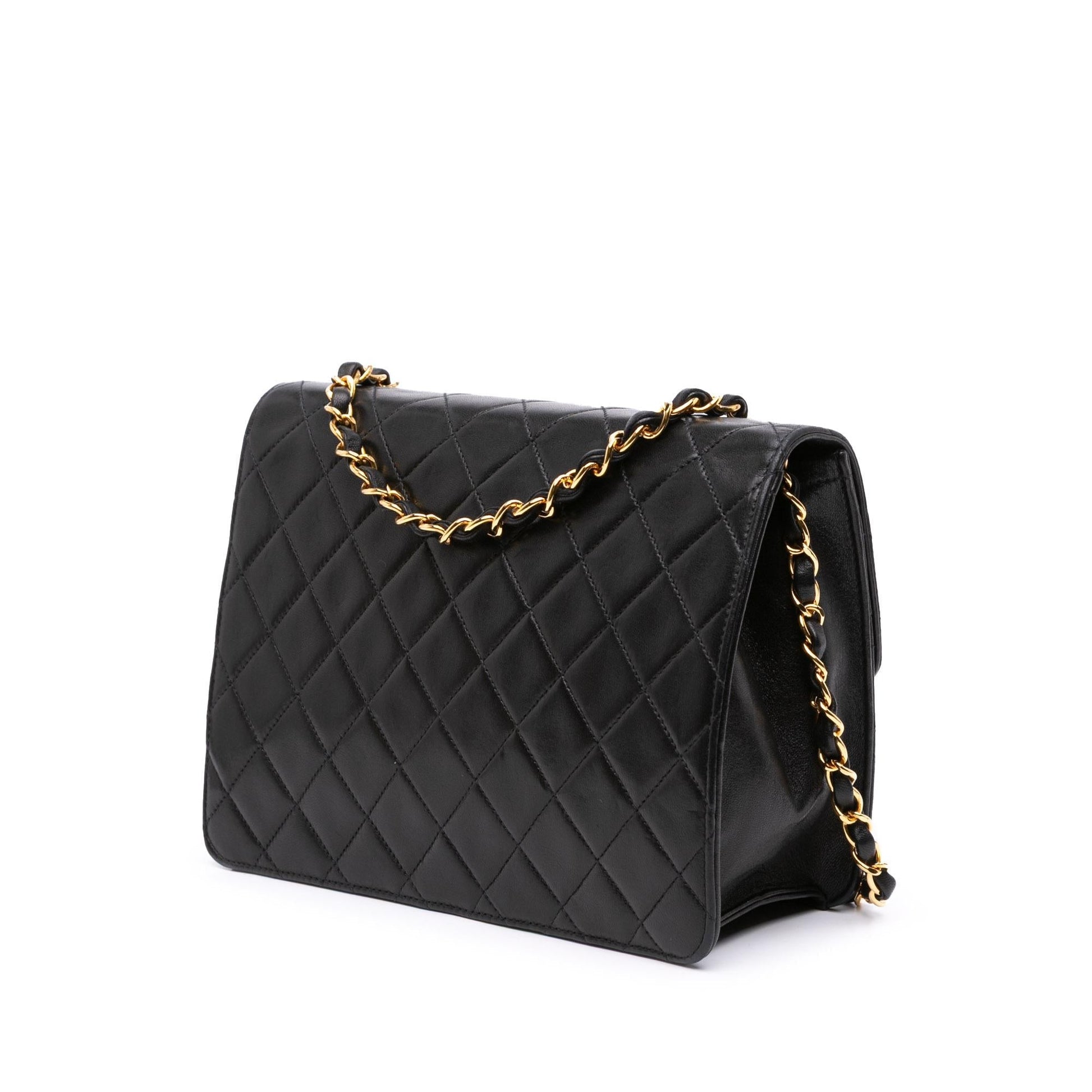 Chanel CC Quilted Lambskin Half Single Flap Small Handbag