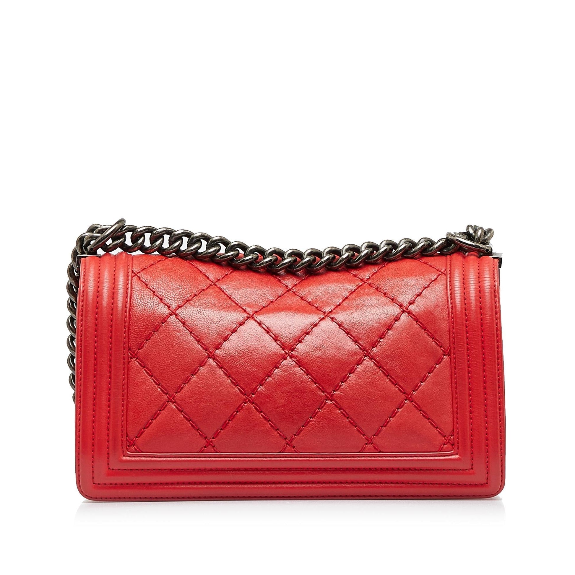 Chanel Calfskin Double Stitch Boy Flap Small Handbag