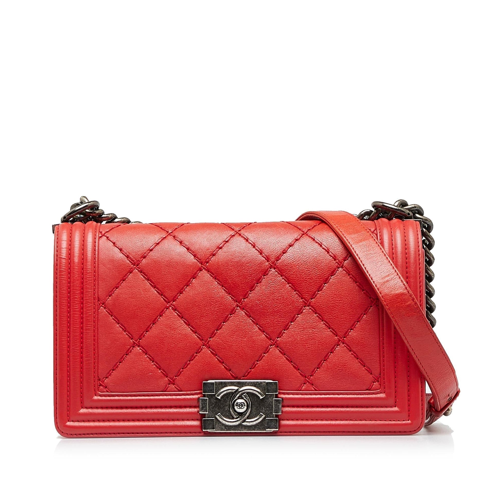 Chanel Small Calfskin Double Stitch Boy Flap Handbag