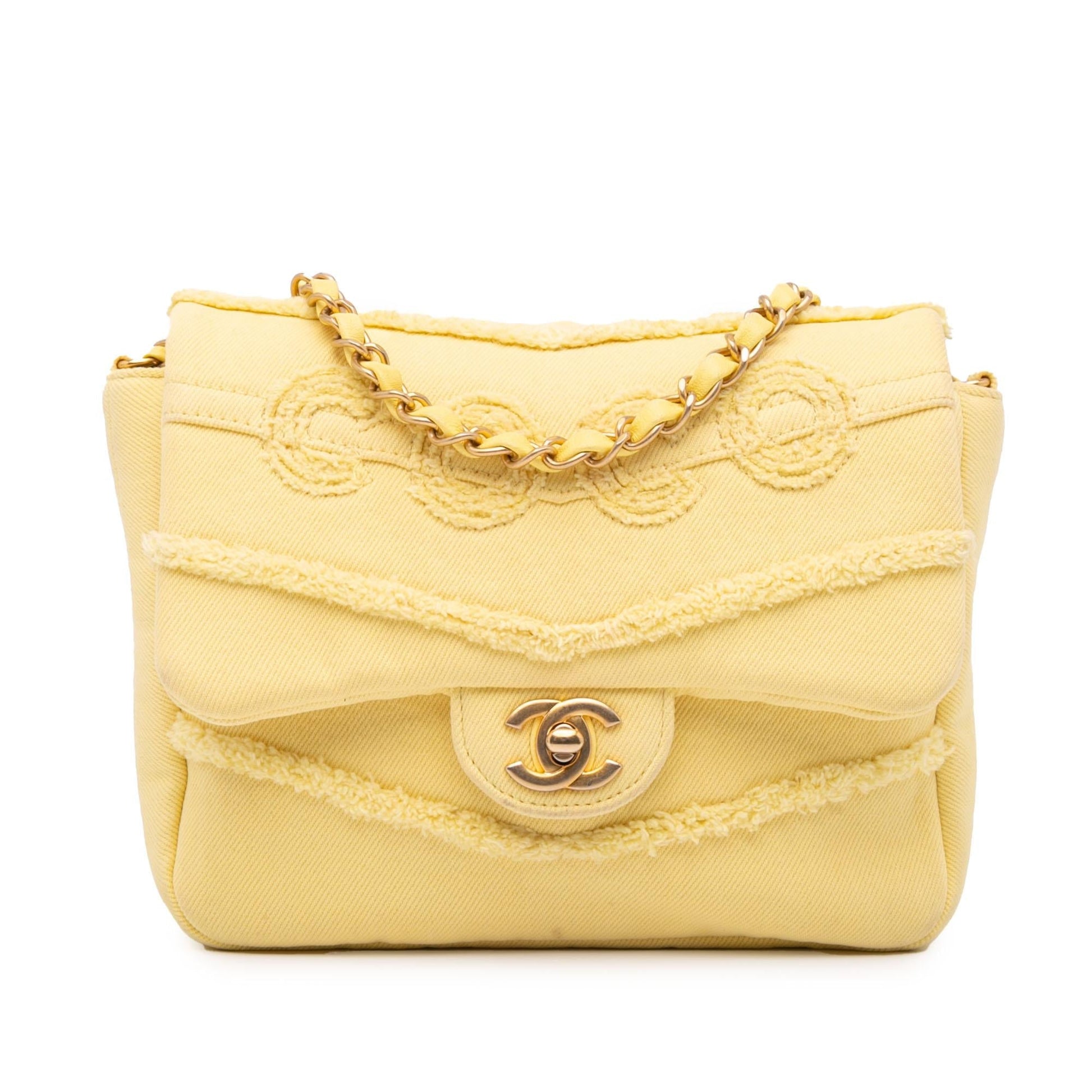 Chanel Chevron Denim Fringe Coco Flap Small Jewelry