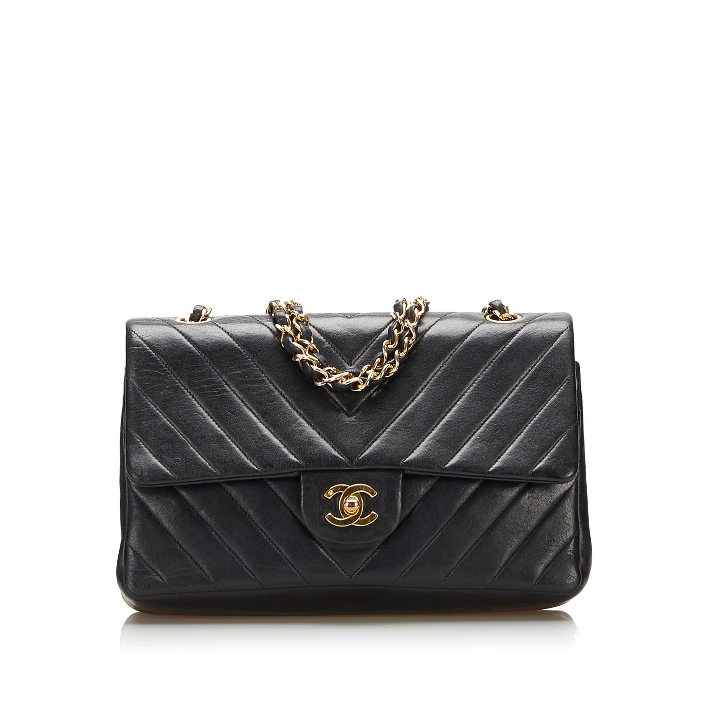 Chanel Chevron Lambskin Double Flap SHG Small Handbag