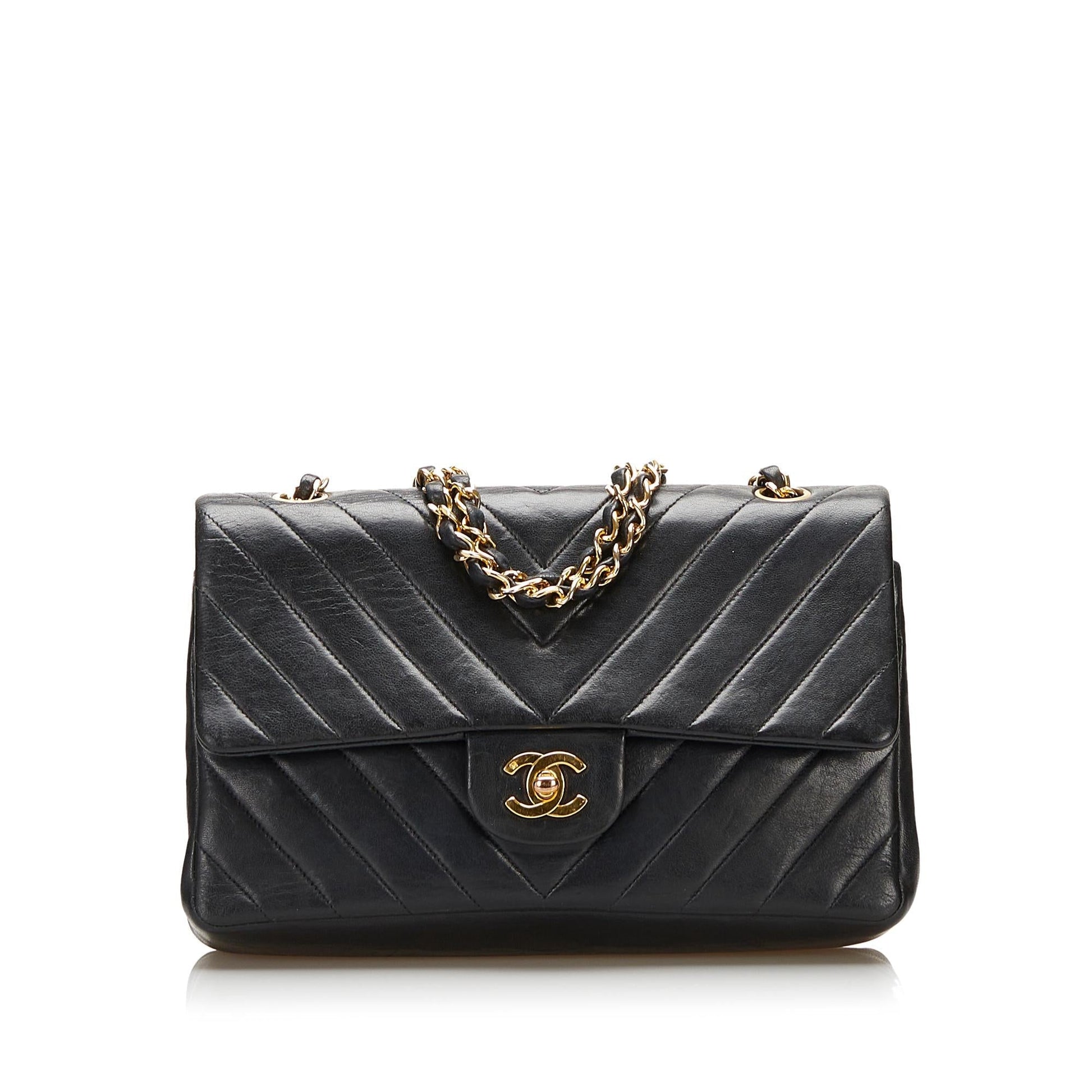 Chanel Chevron Lambskin Double Flap SHG Small Handbag