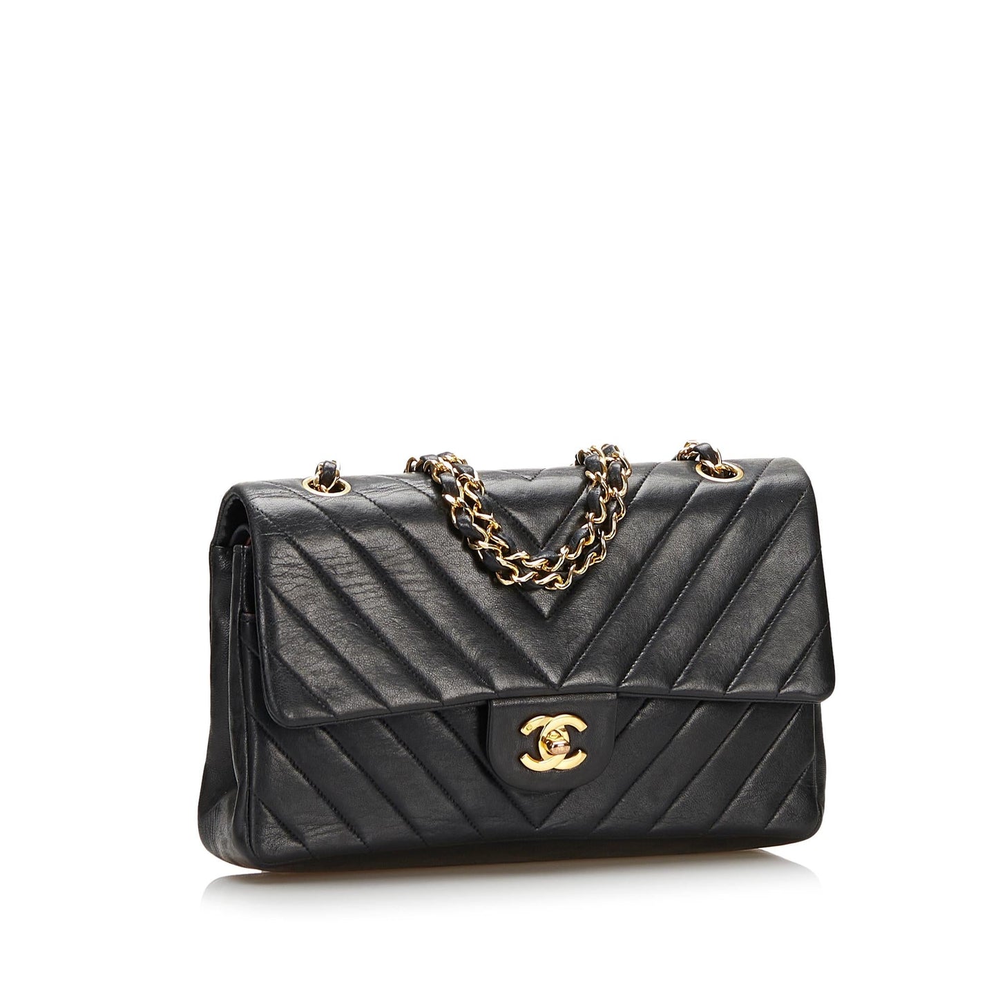 Chanel Chevron Lambskin Double Flap SHG Small Handbag